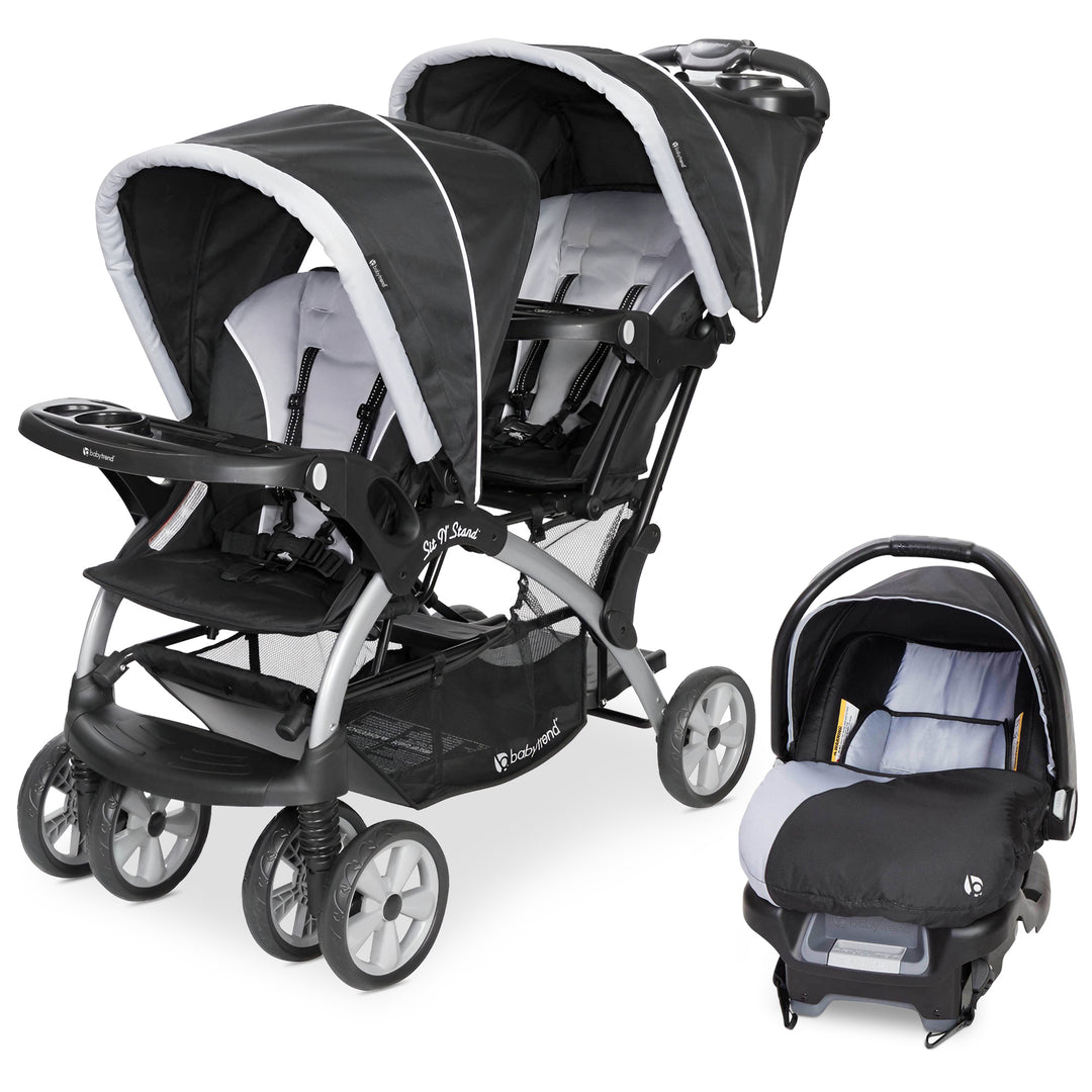 Baby Trend Sit N Stand Travel Double Baby Stroller and Car Seat Combo, Stormy - VMInnovations