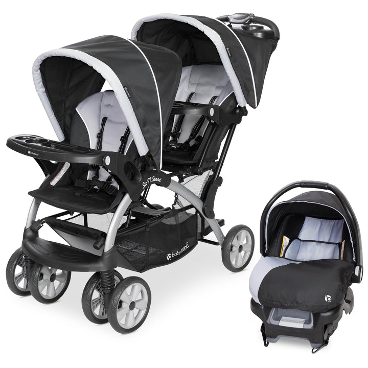Baby Trend Sit N Stand Travel Double Baby Stroller and Car Seat Combo, Stormy - VMInnovations