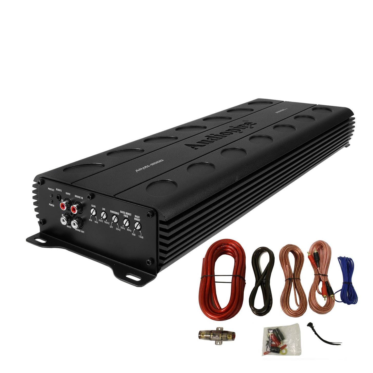Audiopipe APMI-2000 2000 Watt Class D Mono Amp 1 Ohm Car Amplifier & Wire Kit
