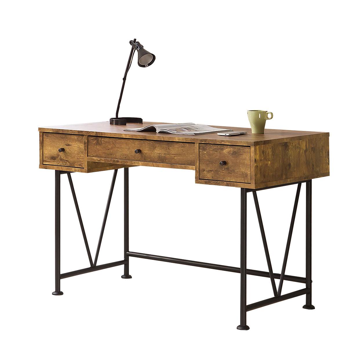 Coaster Home Furniture Barritt 3 Drawer Writing Desk, Antique Nutmeg (Open Box) - VMInnovations