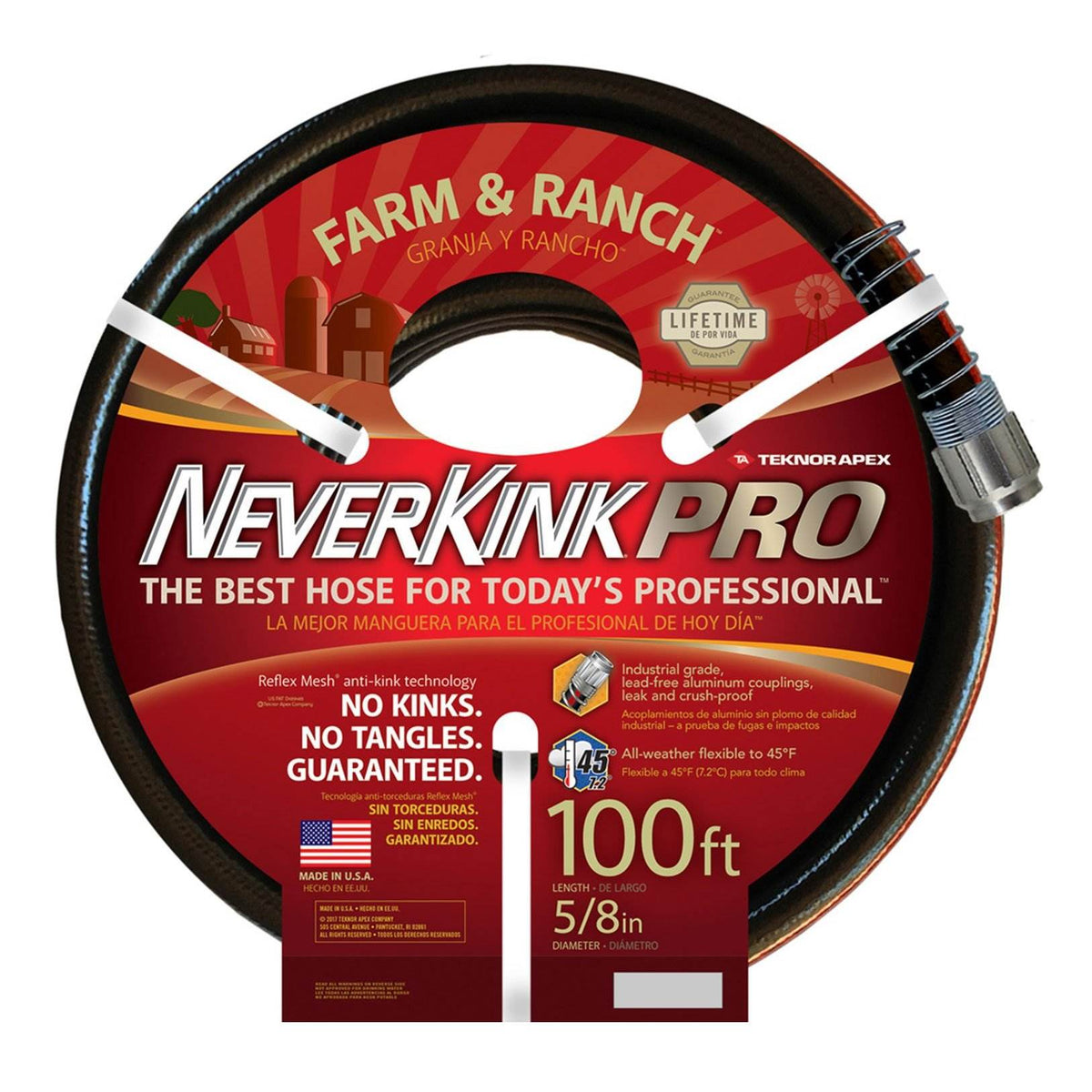 Teknor Apex NeverKink 100 Foot Heavy Duty Farm & Ranch Garden Hose (Open Box)