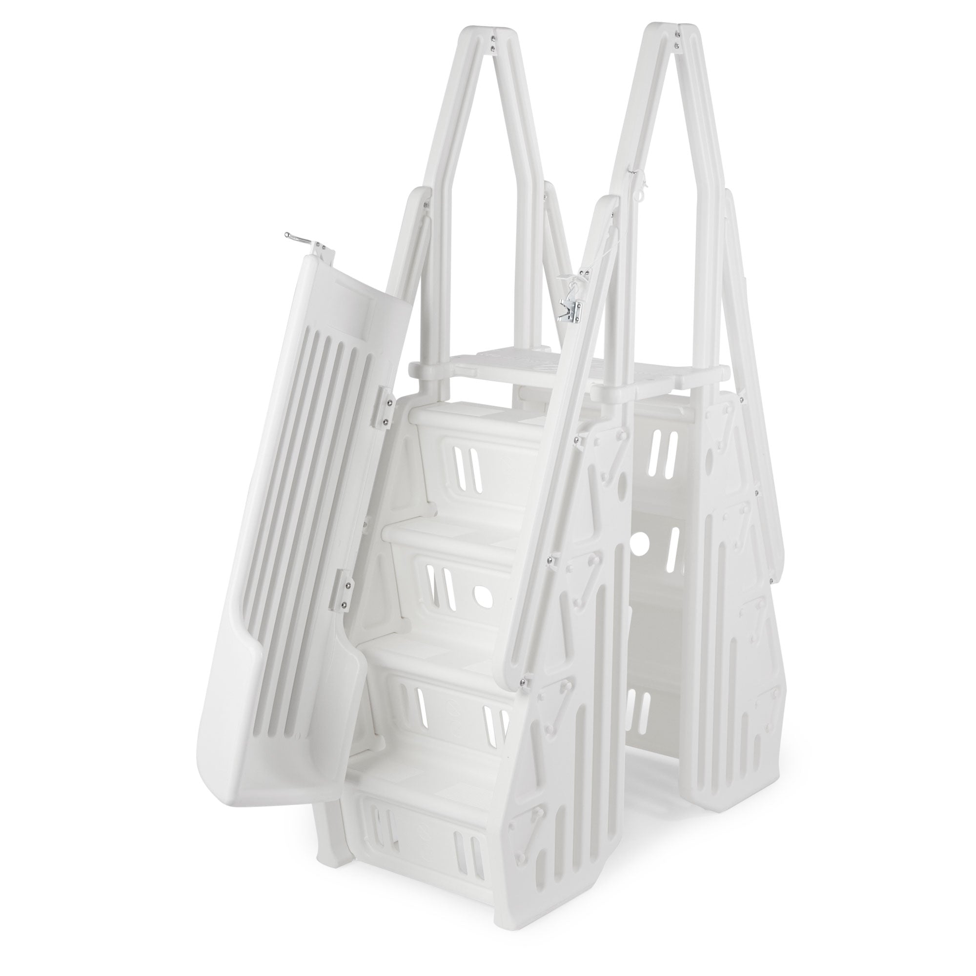 Vinyl Works Adjustable 24" Gated Entry Above Ground Pool Ladder White(For Parts)