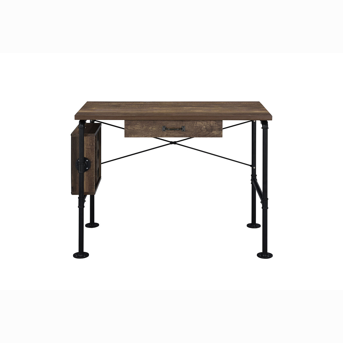 ACME Furniture 92595 Endang Industrial Metal Writing Desk with Drawer, Oak/Black