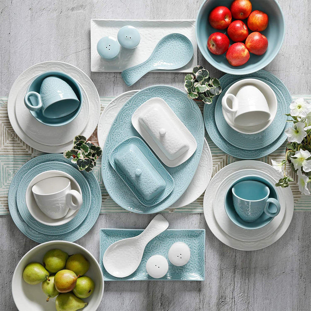 Gibson Elite 16 Pc Floral Glaze Dinnerware Set w/ Plates, Bowls, and Mugs (Used) - VMInnovations