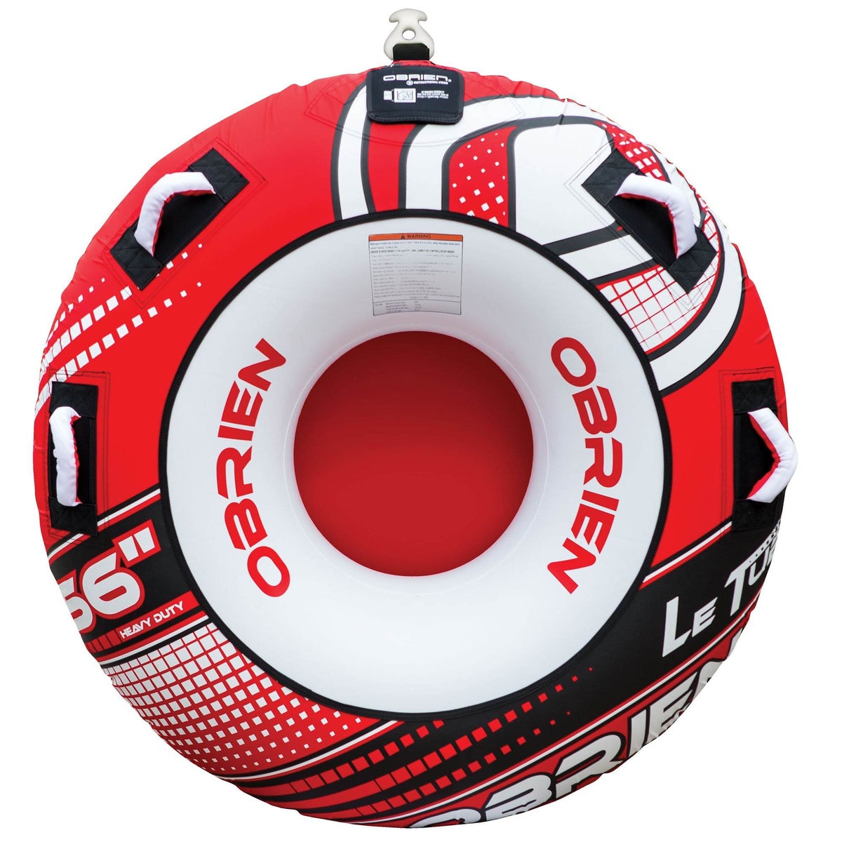 OBrien 66 Inch Le Tube Towable Lake Tube w/ Oval Shock Ball & Rope Float, Red