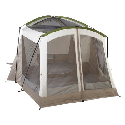 Wenzel Klondike 16' x 11' 8 Person Outdoor Camping Tent with Screen Room, Green