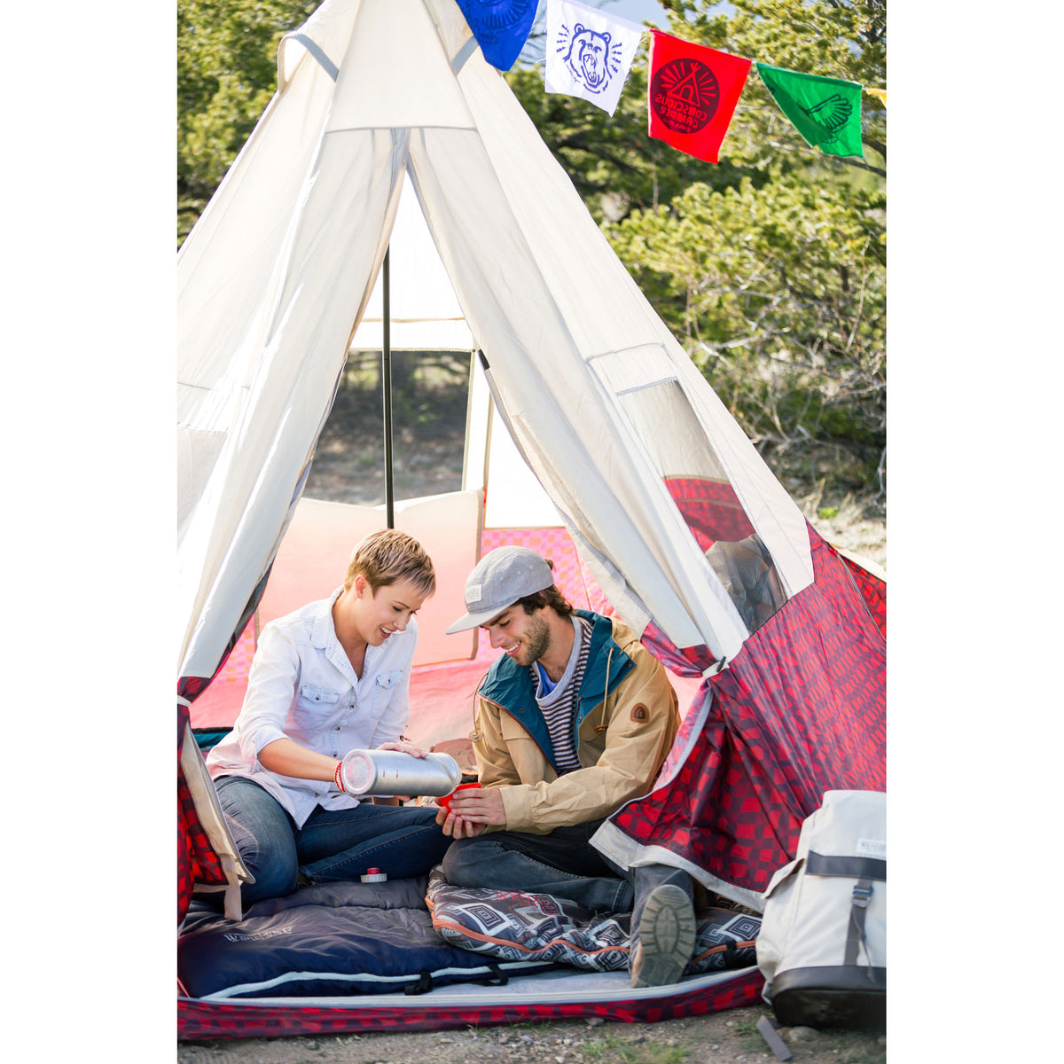 Wenzel Shenanigan 5 Person Teepee Camping Tent, Red Buffalo Plaid (Used)