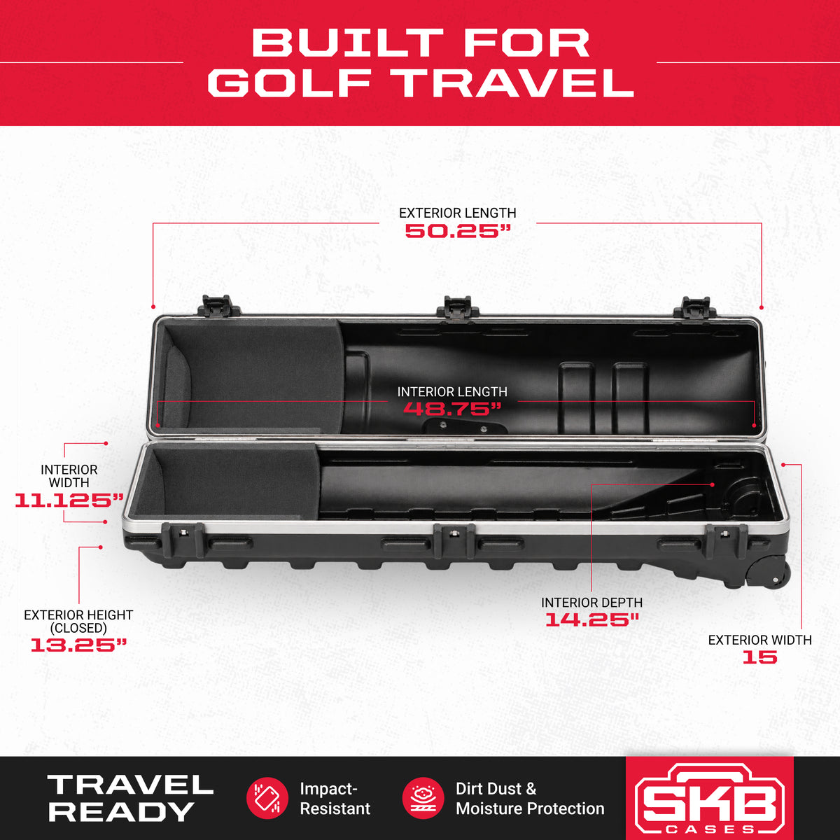 SKB Cases ATA Deluxe Standard Hard Plastic Golf Bag Travel Case (Open Box)