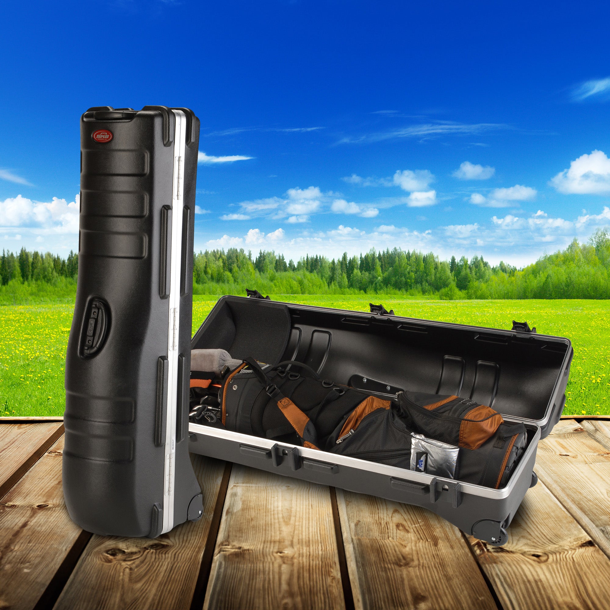 SKB Cases Deluxe ATA Hard Plastic Storage Wheeled Golf Bag Travel Case (Used) - VMInnovations