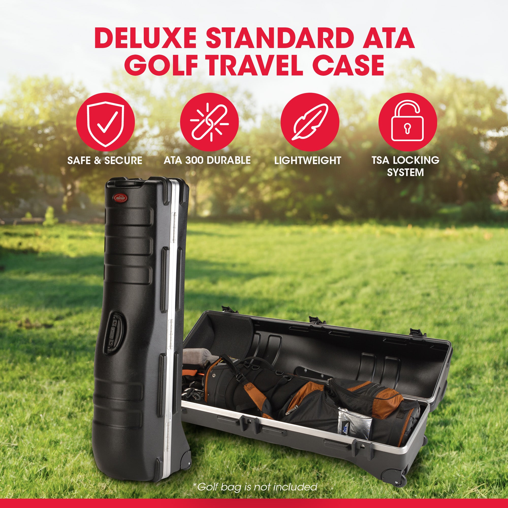 SKB Cases Deluxe ATA Hard Plastic Storage Wheeled Golf Bag Travel Case (Used) - VMInnovations