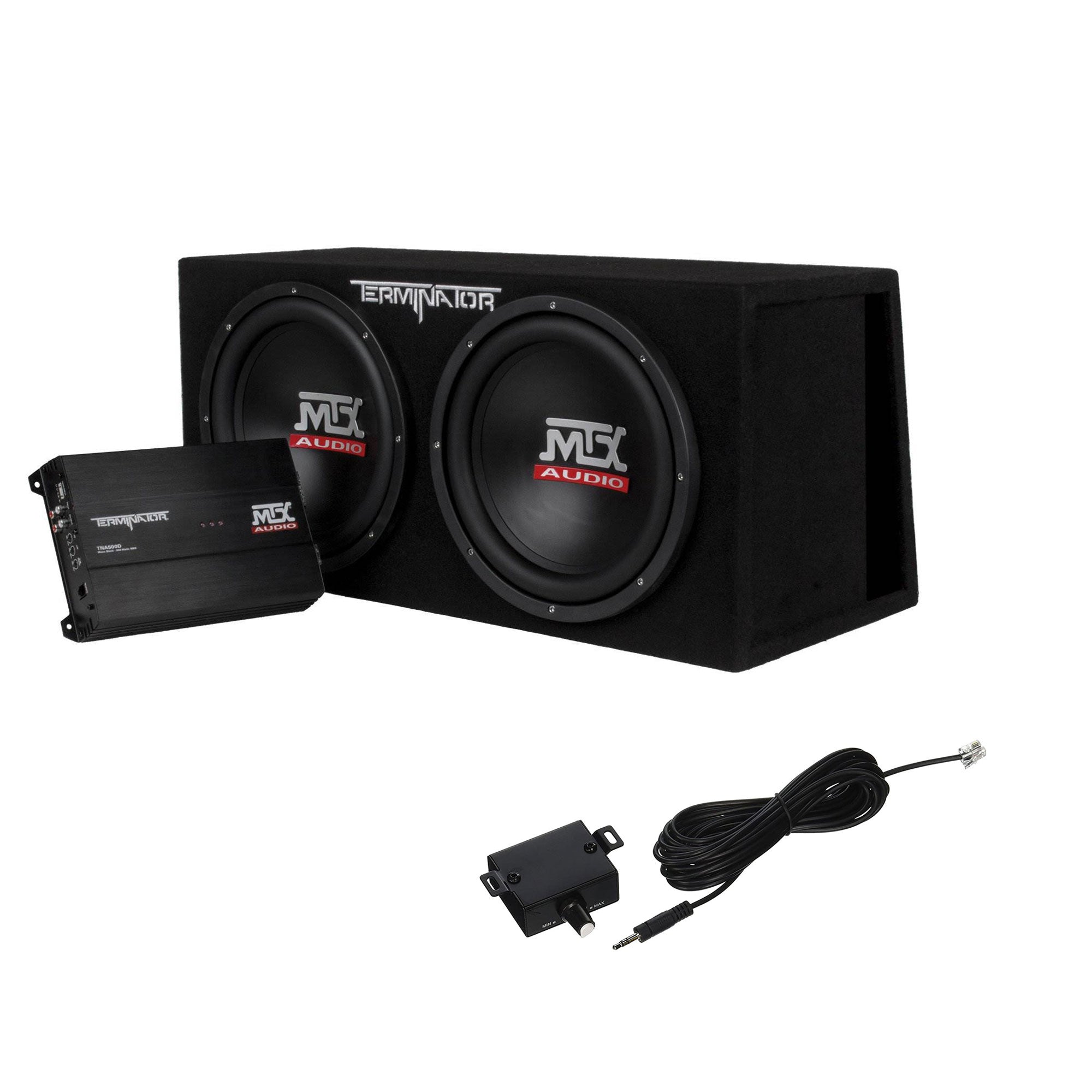 MTX 12 In 2000W Dual Loaded Subwoofer Enclosure w/ Amplifier & Bass Control Knob - VMInnovations