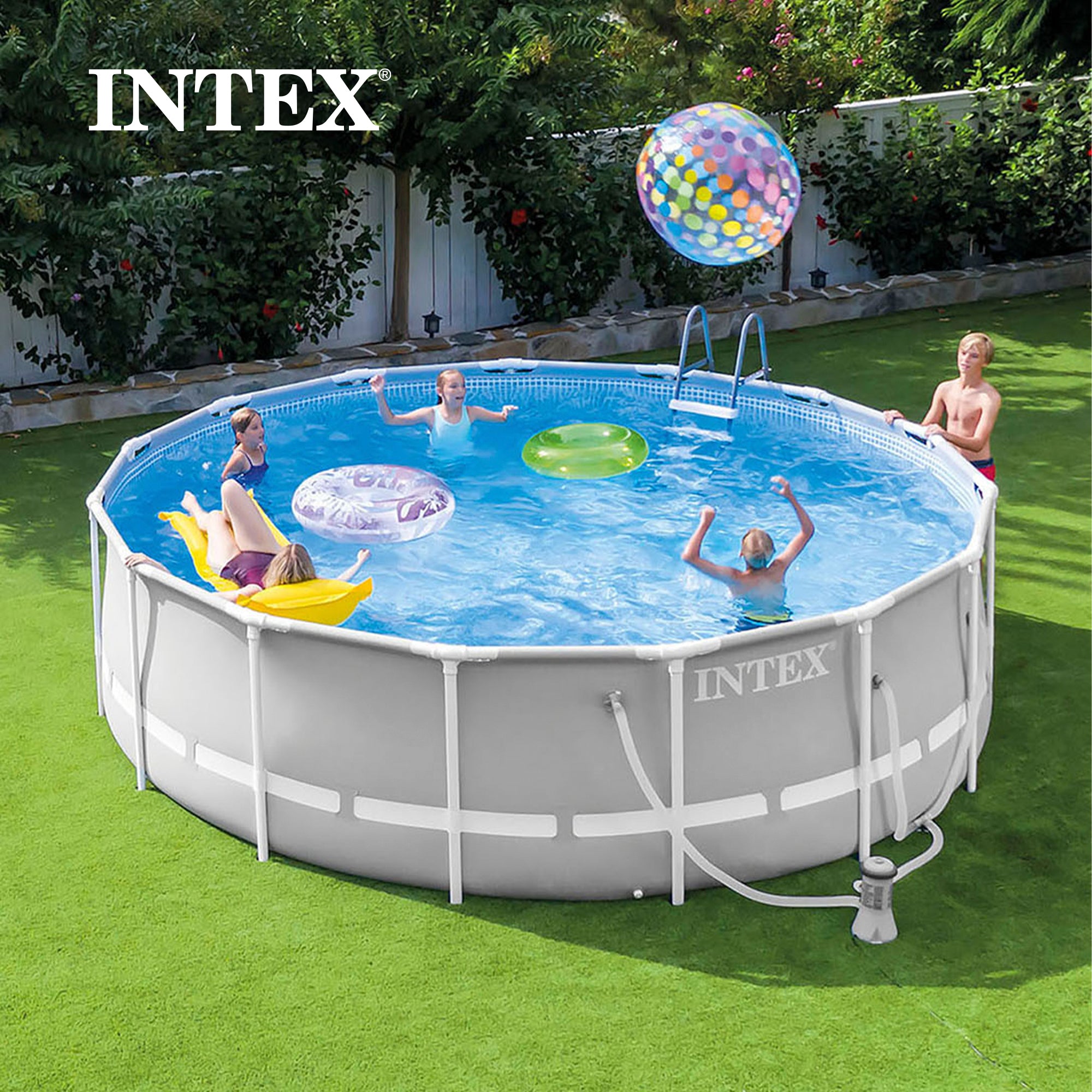 Intex 18 Foot x 48 Inch Prism Frame Above Ground Pool Set with Pump (Open Box)