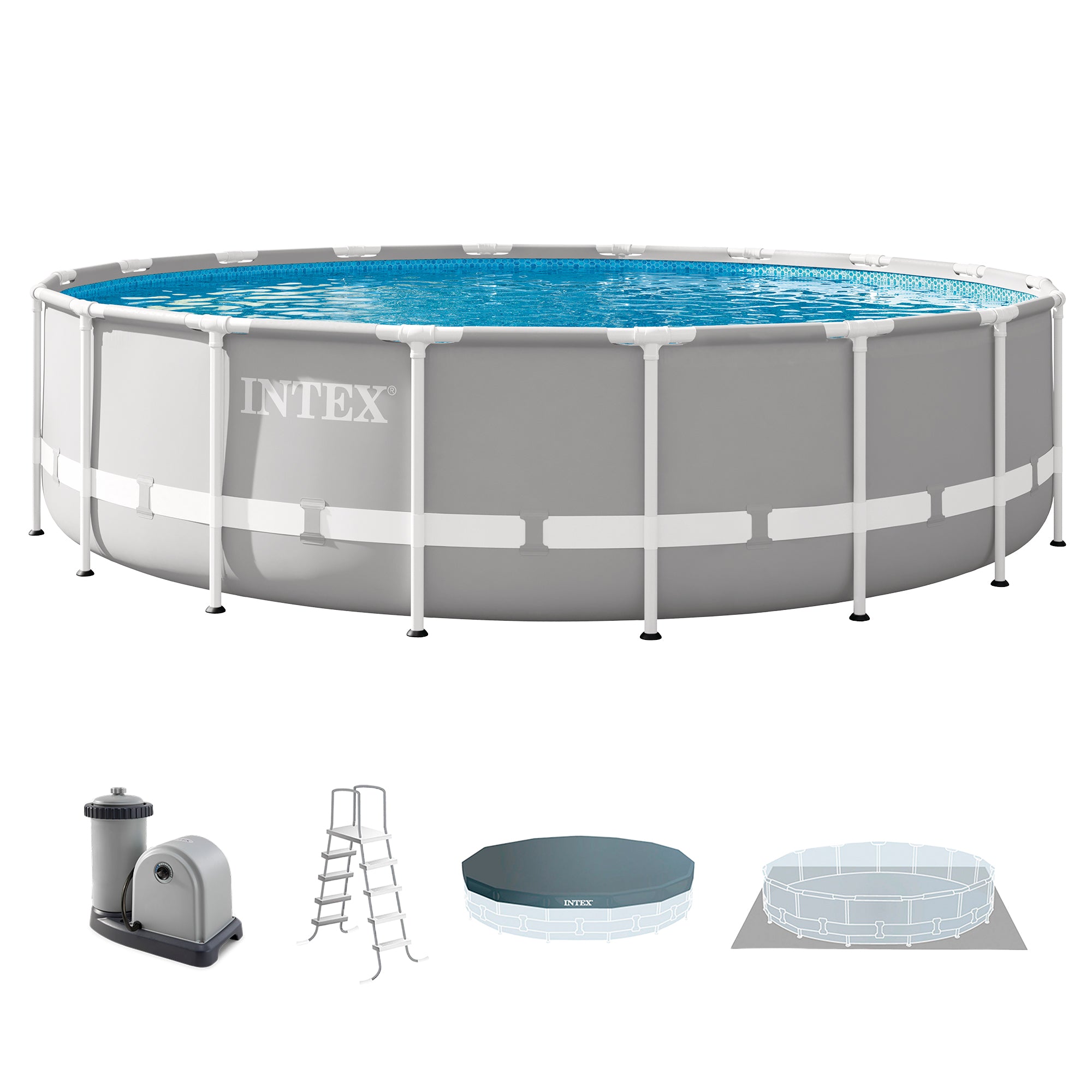 Intex 18 Foot x 48 Inch Prism Frame Above Ground Pool Set with Pump (Used) - VMInnovations