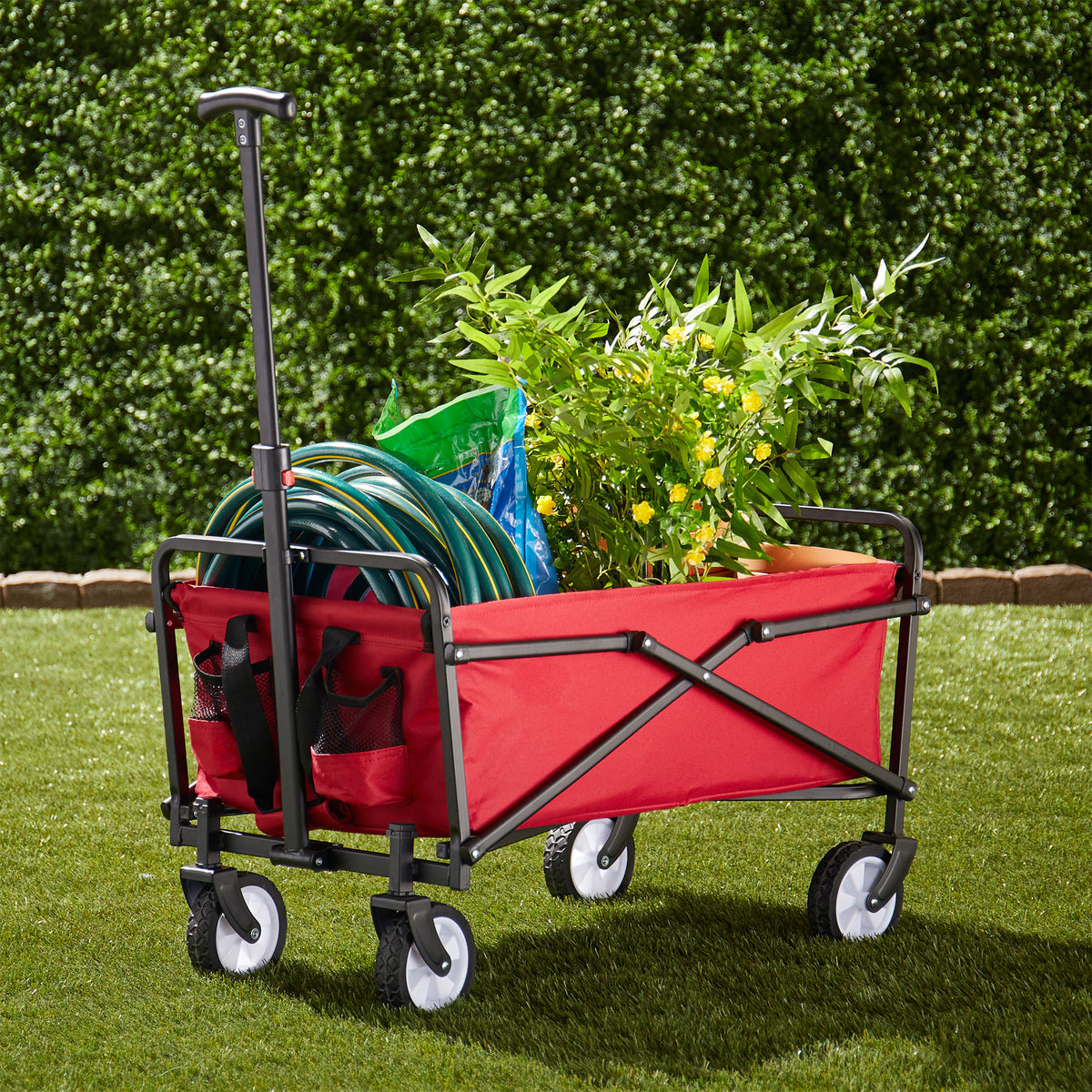 Seina Heavy Duty Folding 150 lb Capacity Outdoor Utility Cart, Red (Open Box)