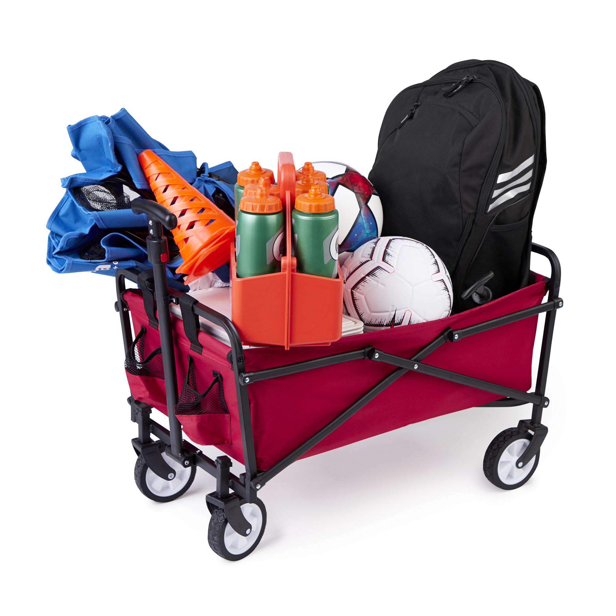 Seina Compact Folding Cart, Green with Seina Steel Collapsible Folding Cart, Red - VMInnovations