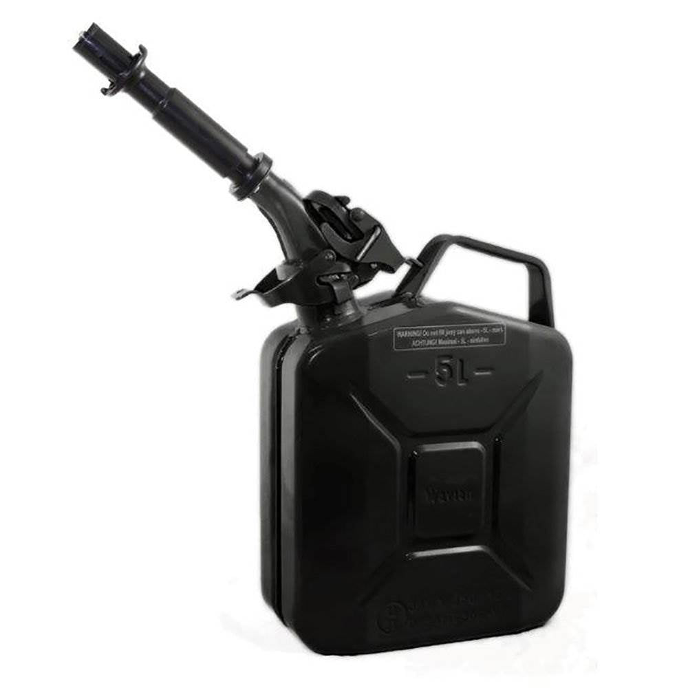 Wavian 3027 1.3 Gallon 5 Liter Steel Jerry Can with Spout, Black