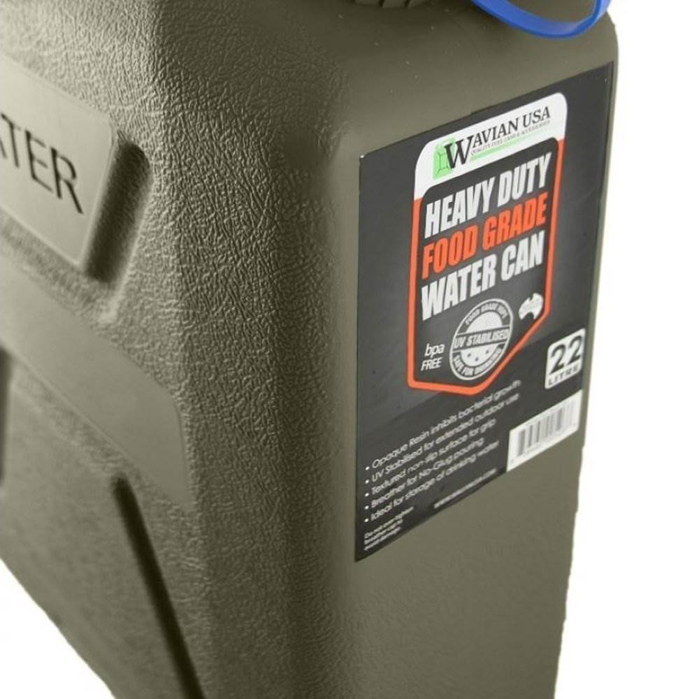 Wavian USA 5 Gal Plastic Water Jug, Green w/ 5 Gal 20L Jerry Can Mounting System - VMInnovations