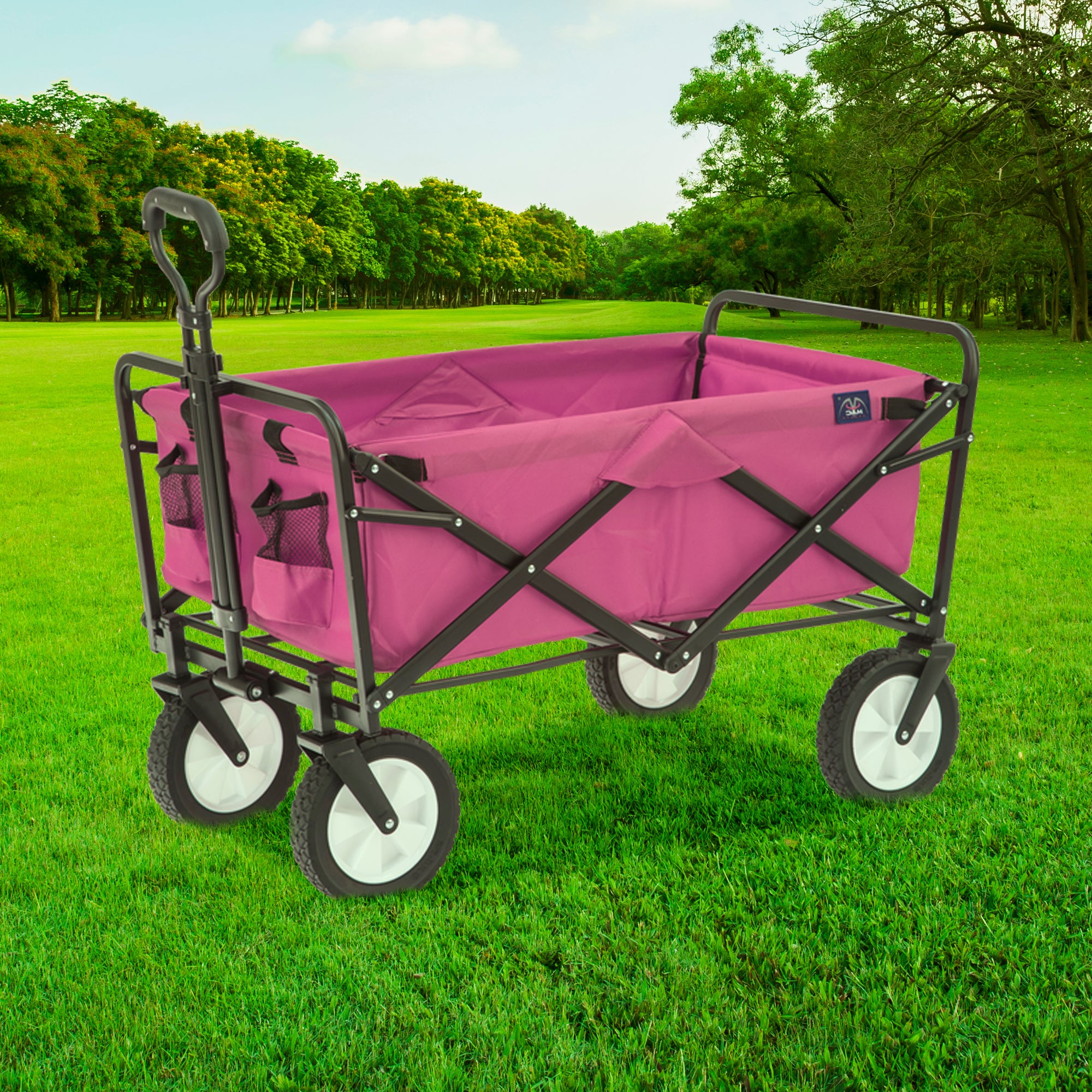 Mac Sports Durable Folding Outdoor Garden Utility Wagon Cart, Pink (Open Box) - VMInnovations