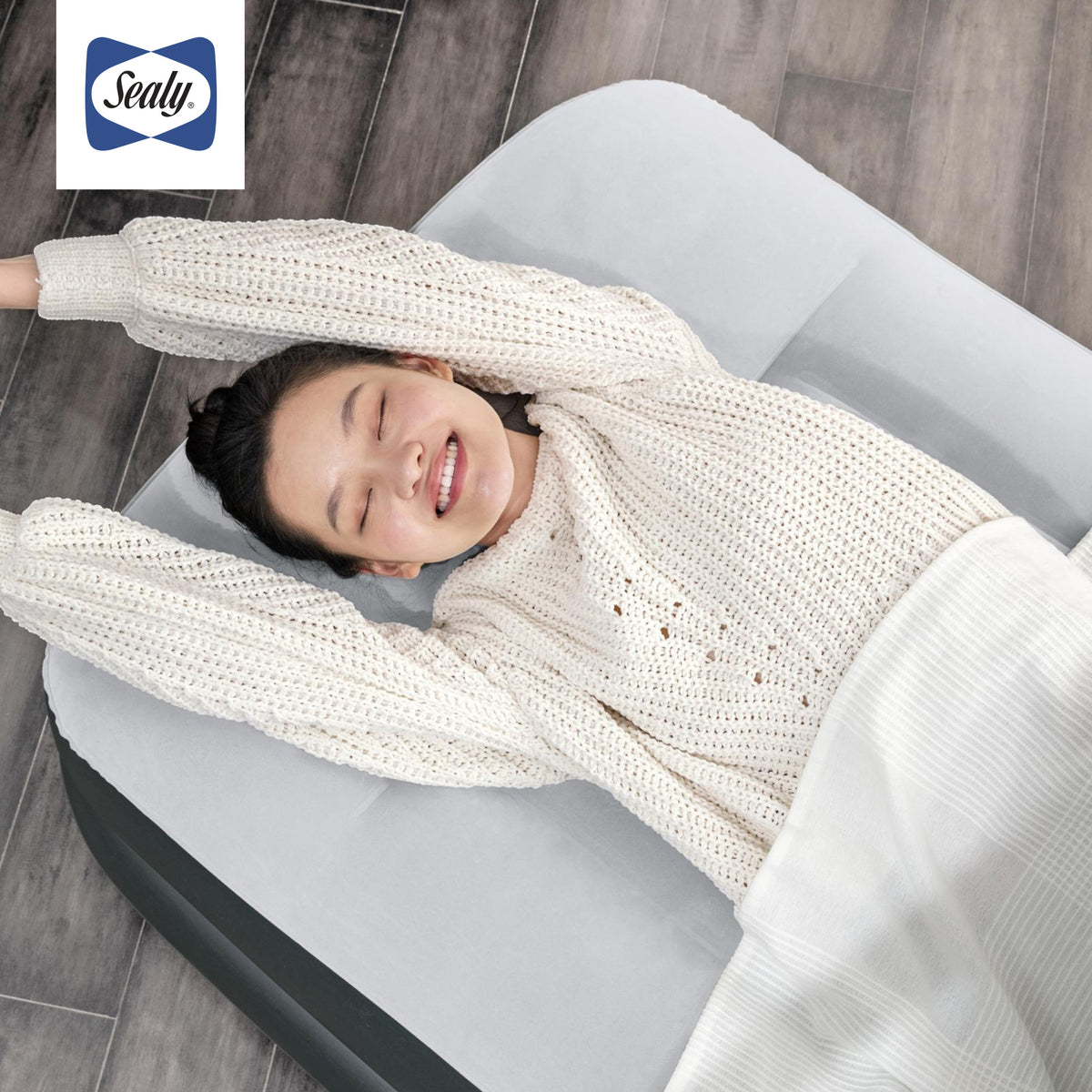 Sealy 94051E-BW 16 Inch Inflatable Mattress Twin Airbed w/ Built-In AC Air Pump (For Parts)