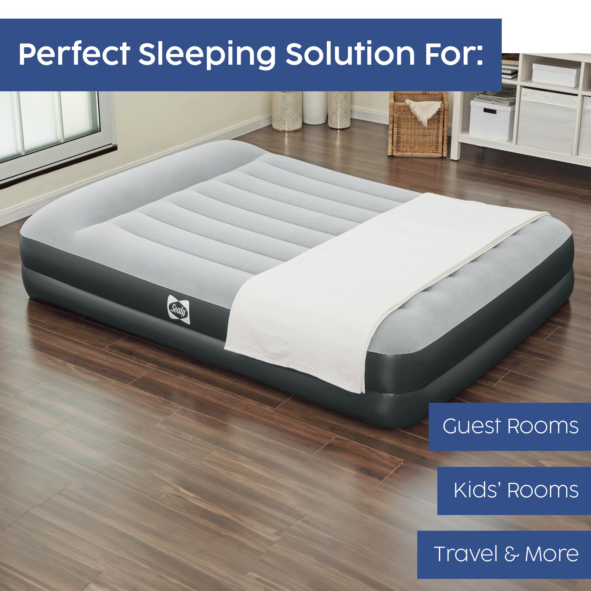 Sealy 16 Inch Inflatable Mattress Queen Airbed w/ Built-In AC Air Pump (Used) - VMInnovations