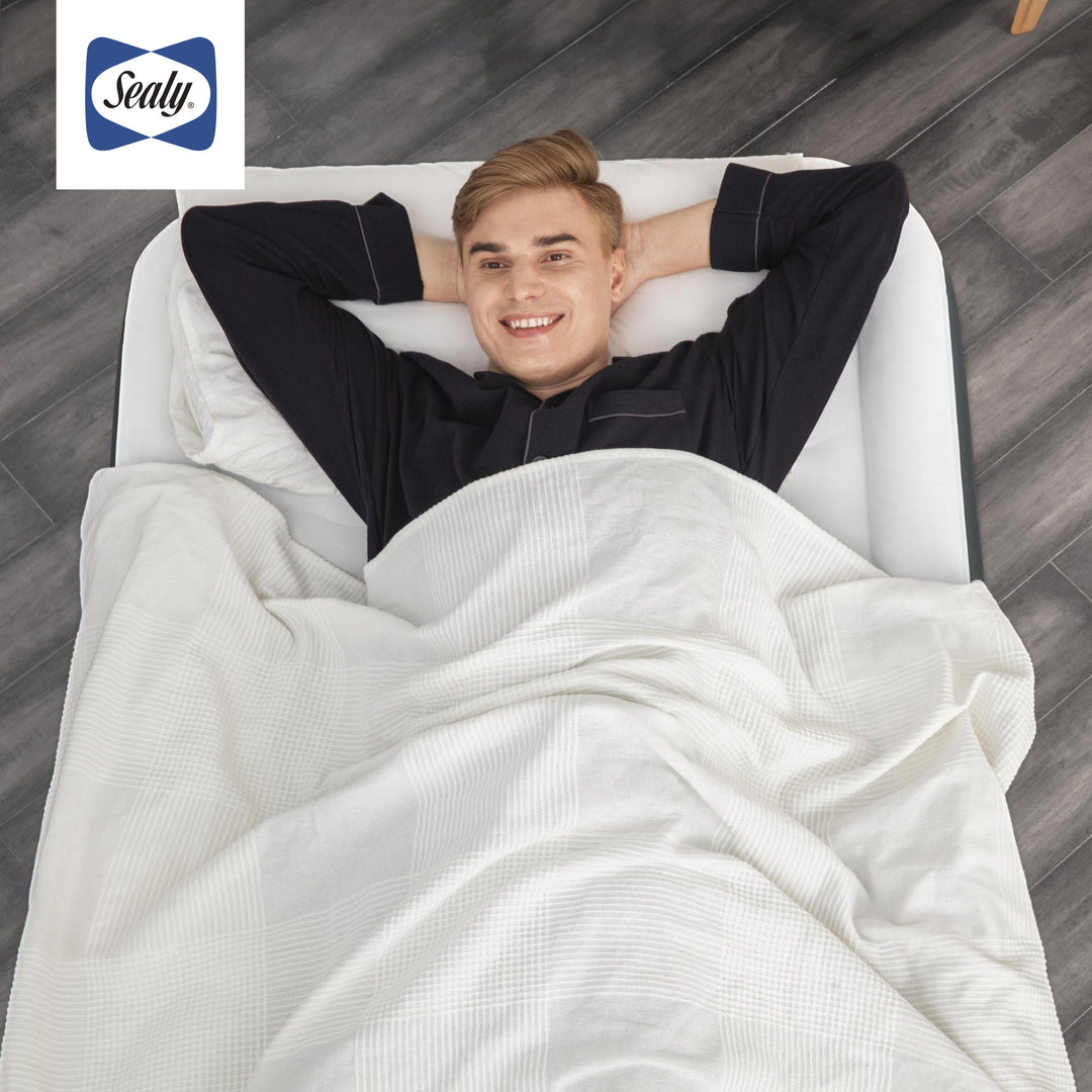 Sealy Tritech Twin Sized 18" Air Mattress Bed 2 Person w/Built-In AC Pump & Bag - VMInnovations