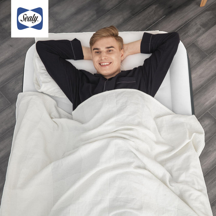 Sealy Tritech Twin Sized 18" Air Mattress Bed 2 Person w/Built-In AC Pump & Bag - VMInnovations