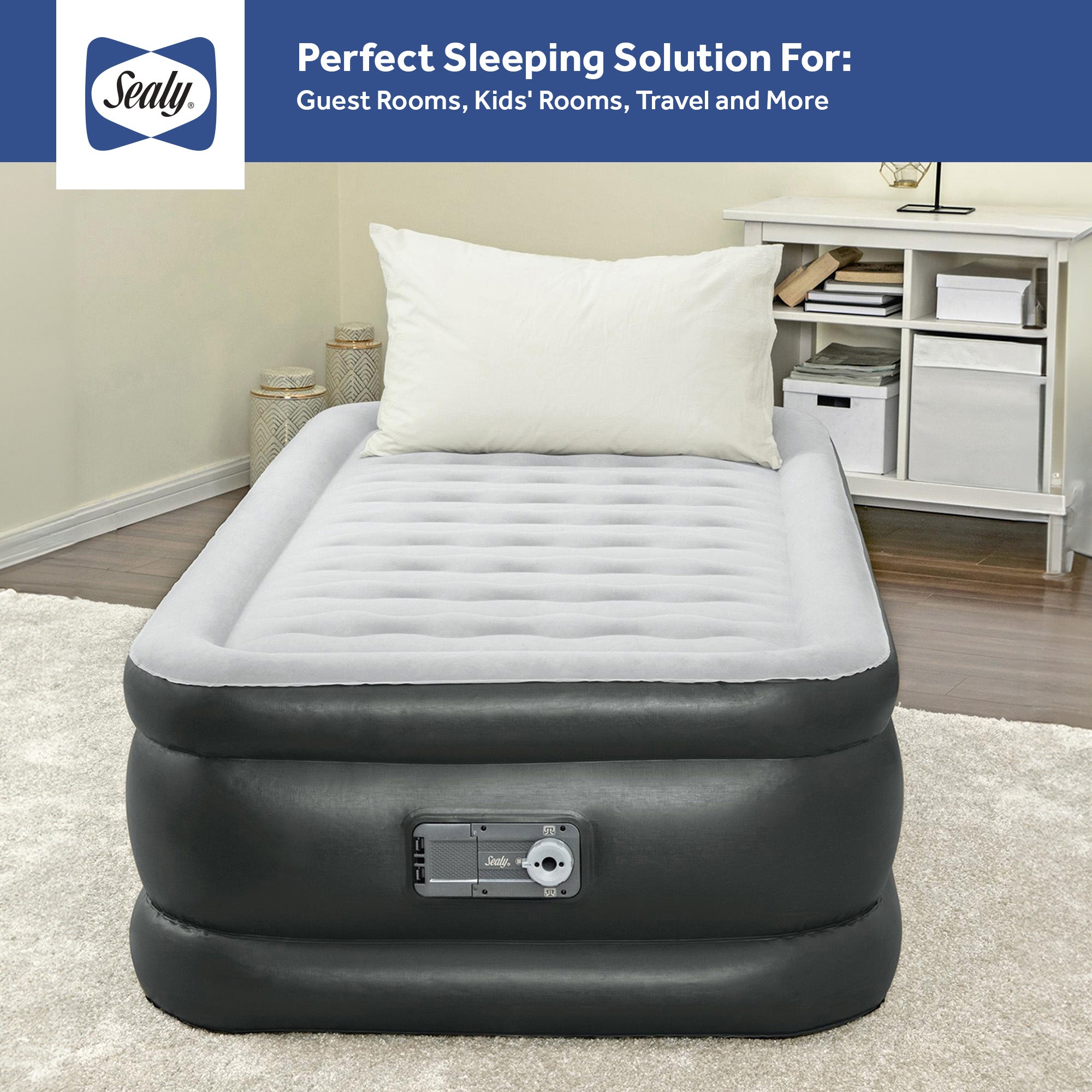 Sealy Tritech Twin 20" Air Mattress Bed 2 Person with Built-In AC Pump, 2 Pack - VMInnovations