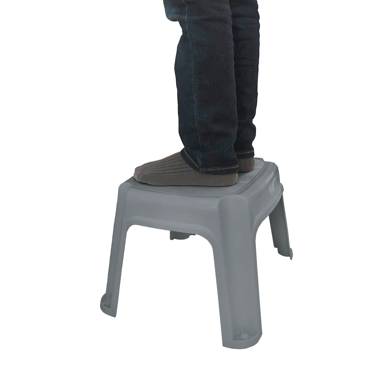 Gracious Living 9.5-Inch Plastic 1 Step Portable Home & Kitchen Stool, Gray