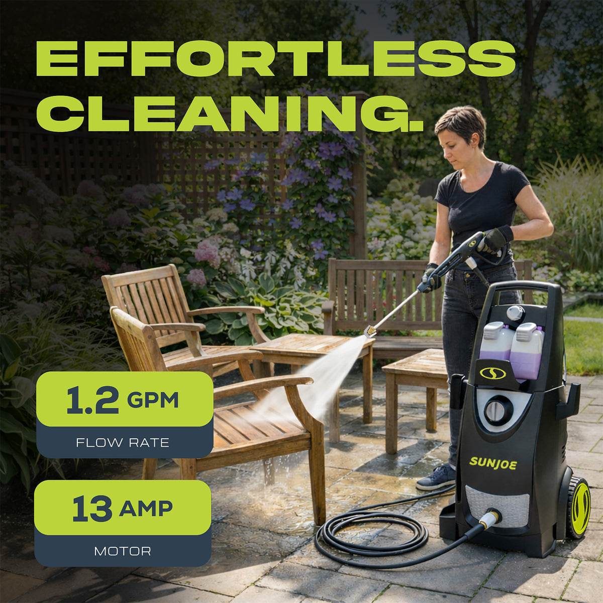 Sun Joe Electric Pressure Washer, Portable Power Washer with Wheels (Open Box)