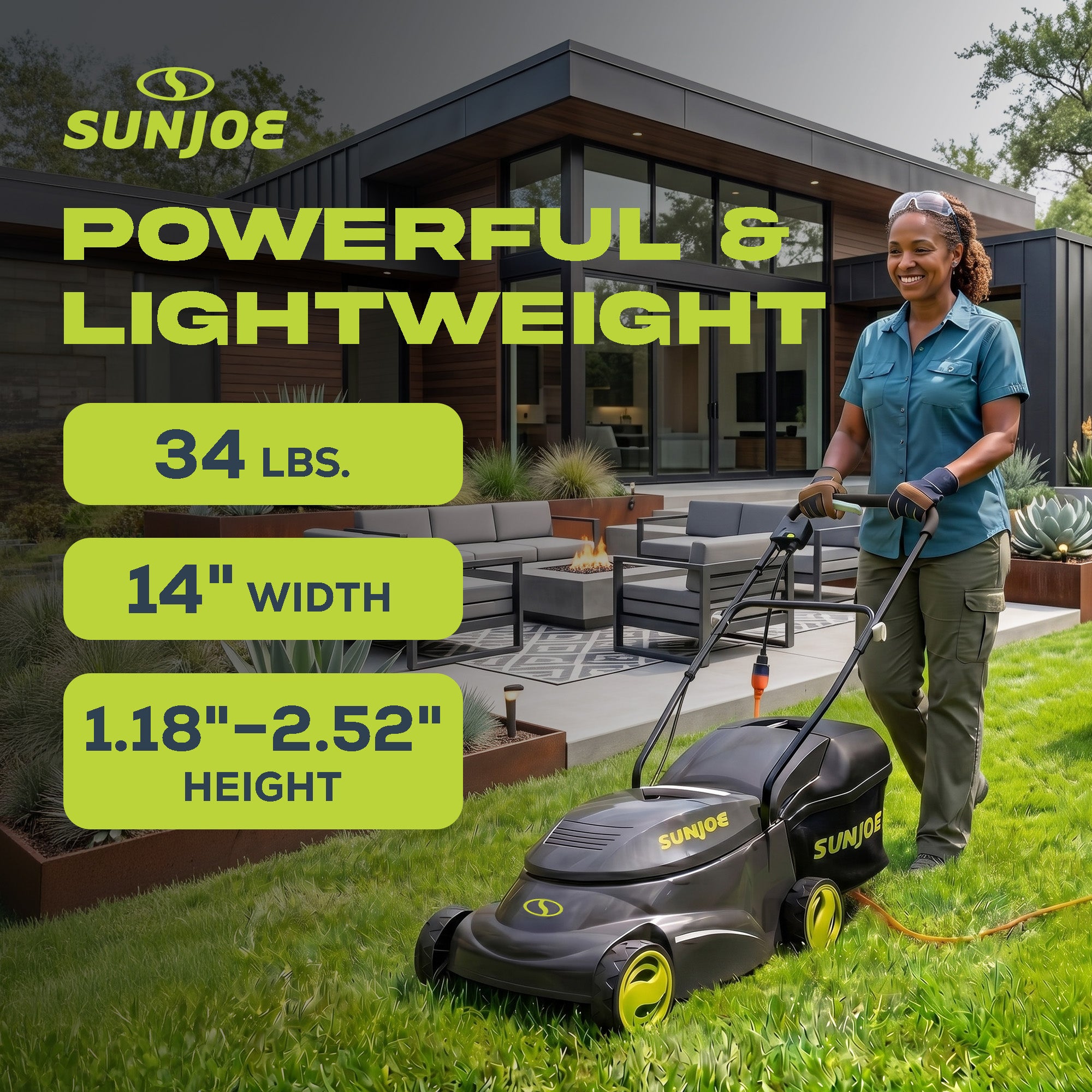 Sun Joe MJ401E 14 Inch 12 Amp Home Electric Corded Push Behind Lawn Mower, Green - VMInnovations