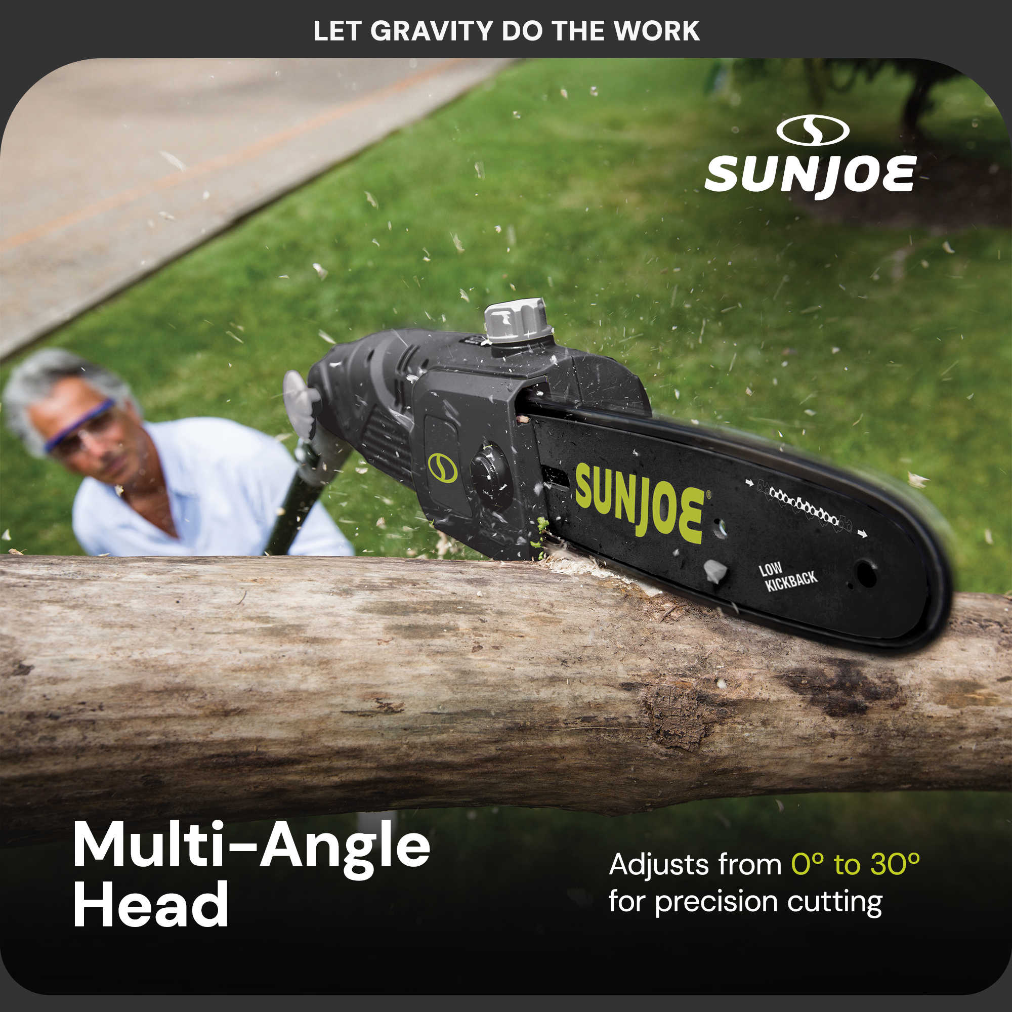 Sun Joe SWJ802E 8 Inch 6.5 Amp Electric Telescoping Multi Angle Pole Chainsaw