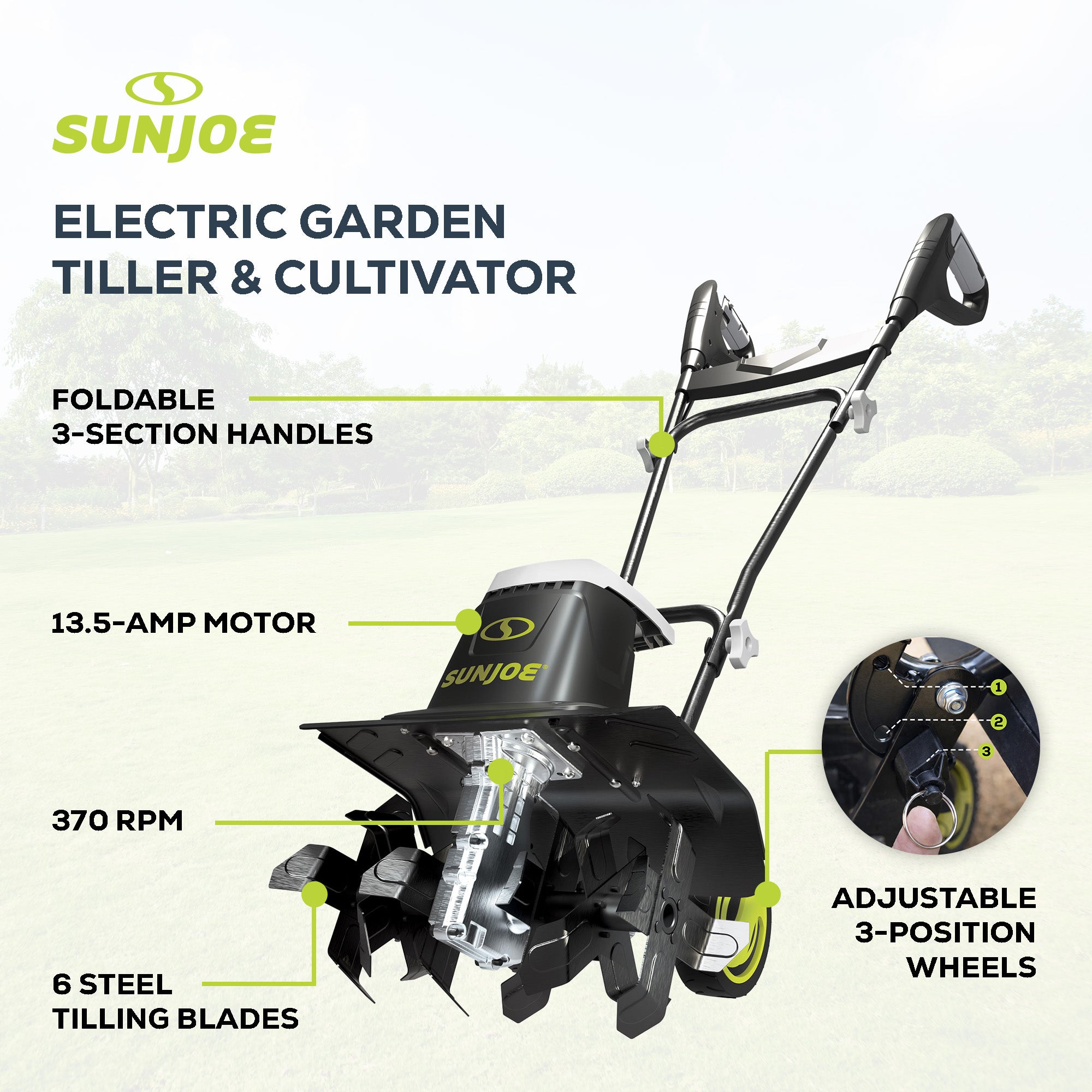 Sun Joe Electric Garden Tiller, Steel Tines, 13.5 Amp, 16 Inch, Black(For Parts)