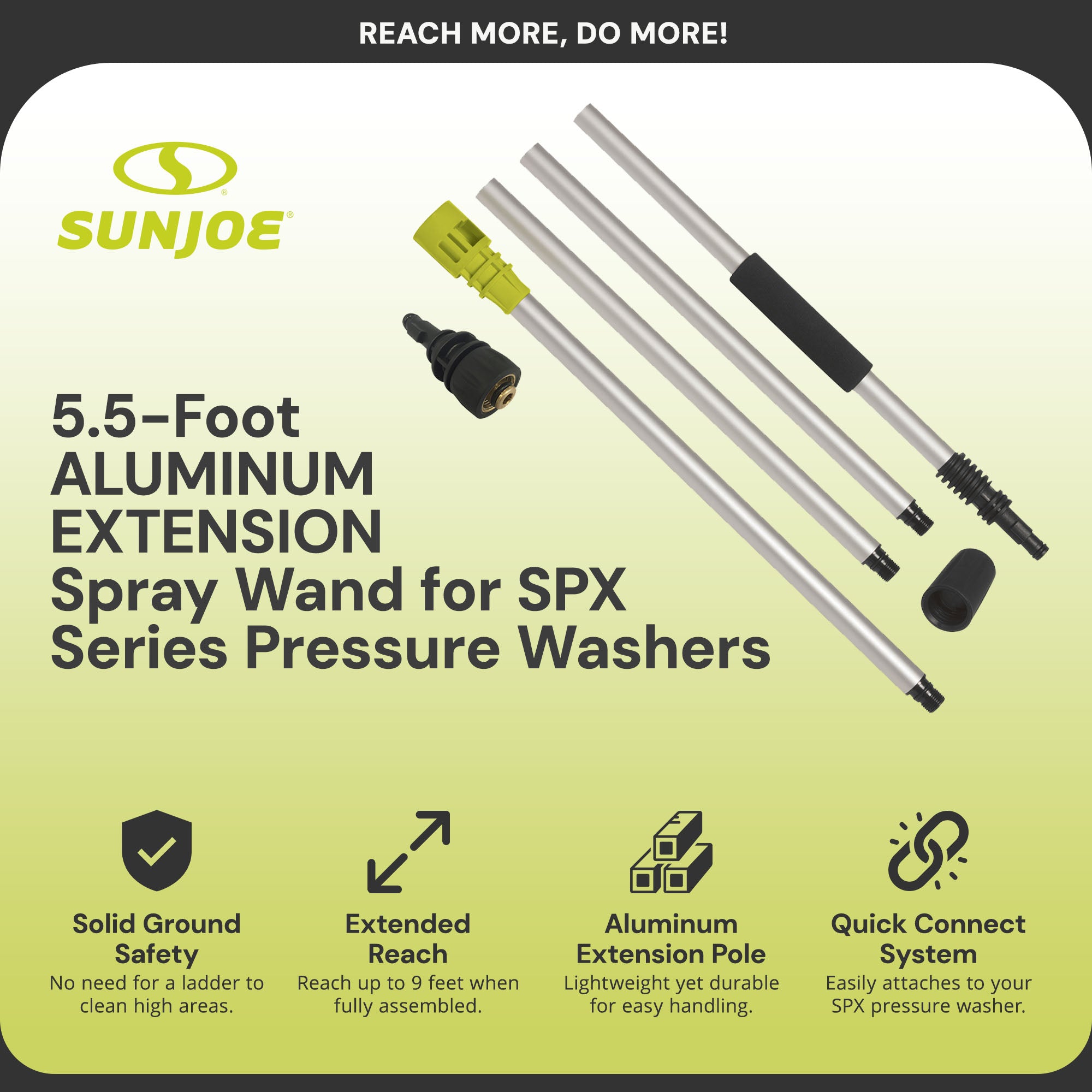 Sun Joe 5.5 Foot Aluminum Extension Spray Wand for Pressure Washers (Open Box)
