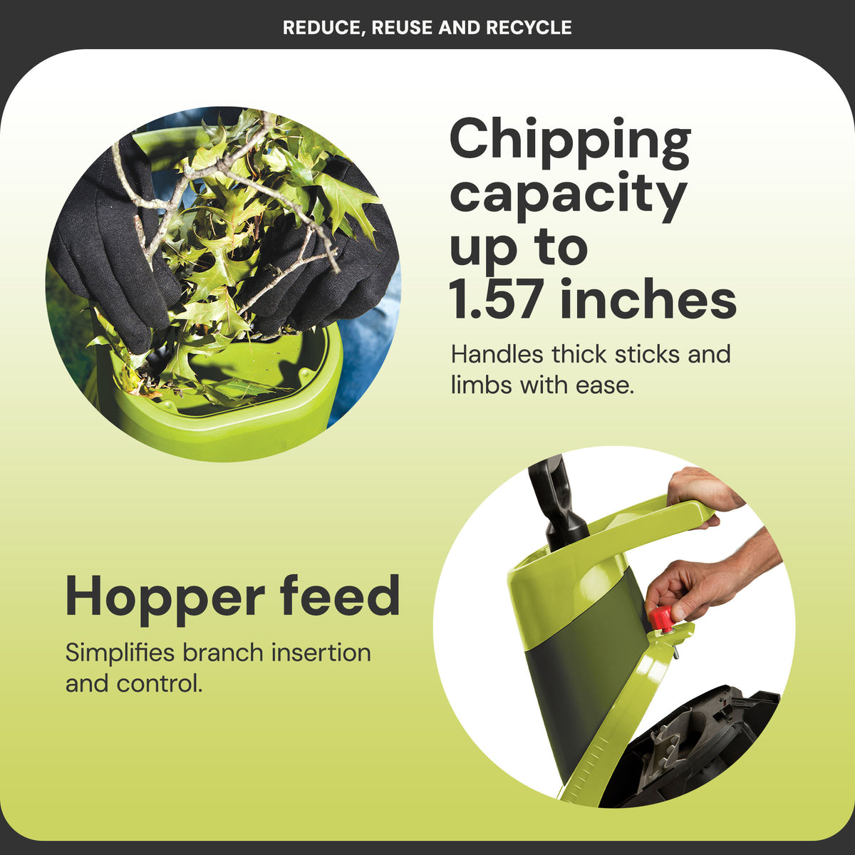 Sun Joe CJ602E Electric Garden Wood Leaf Waste Chipper Shredder Mulcher, Green - VMInnovations