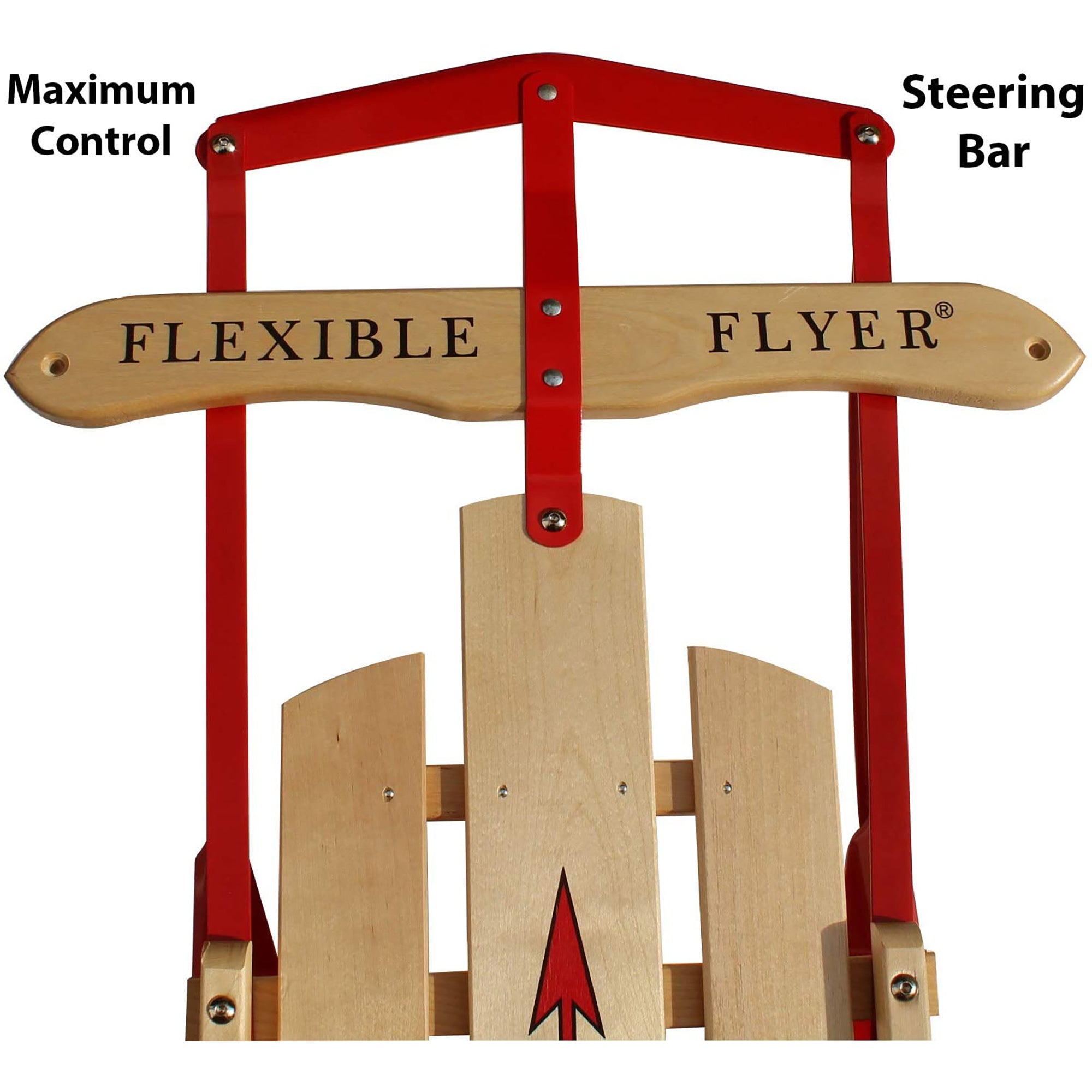 Flexible Flyer Metal Runner Steel/Wood 48" Long Snow Slider Sled for Kids, Red - VMInnovations