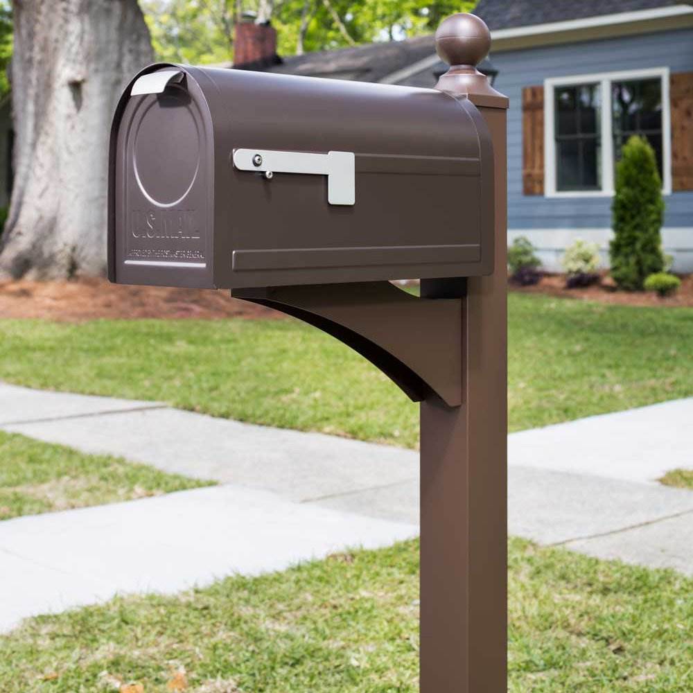 Gibraltar Mailboxes Northpointe Steel Post Mount Mailbox, Venetian Bronze (Used)