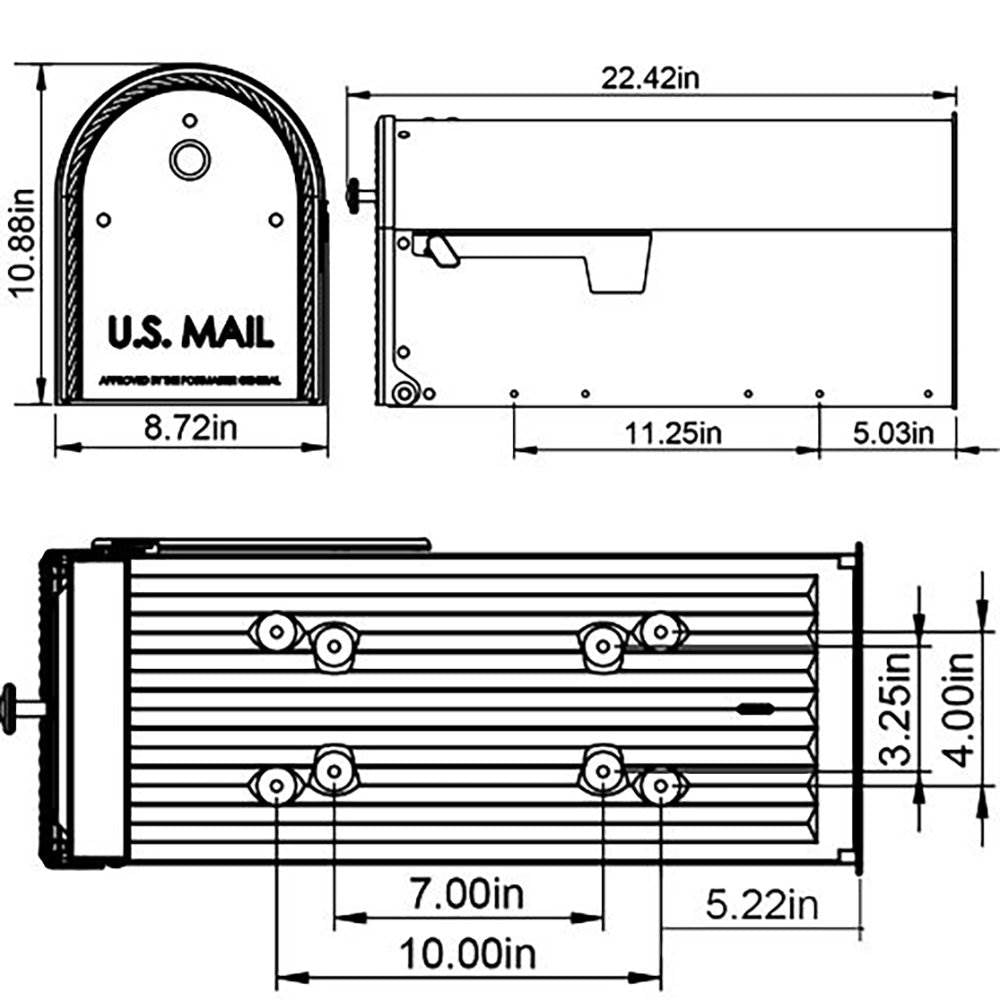 Gibraltar Edwards Steel Large Residential Post Mount Mailbox, Black (Damaged)