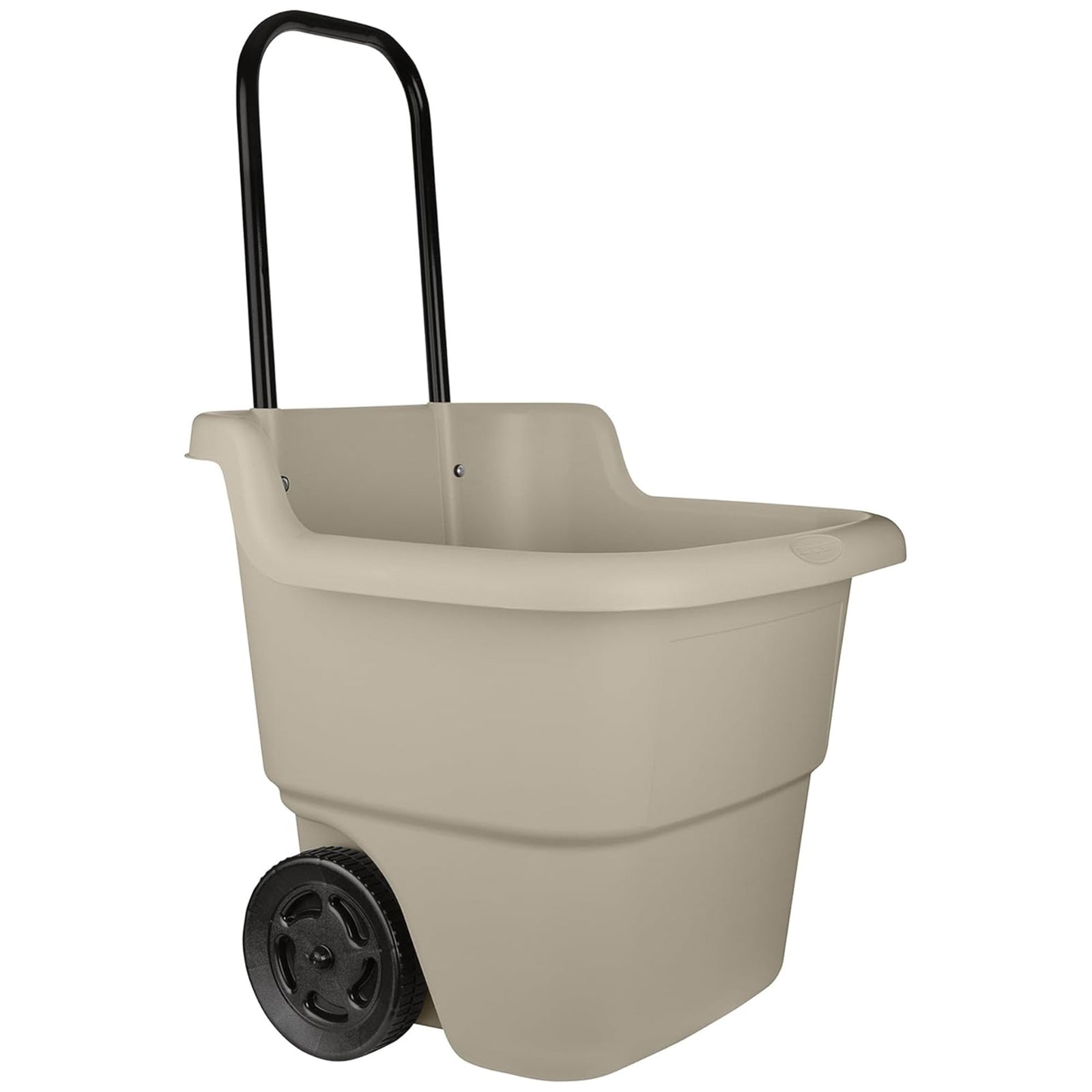 Suncast LC1250D 15 Gallon Poly Multipurpose Rolling Lawn and Garden Cart, Taupe - VMInnovations