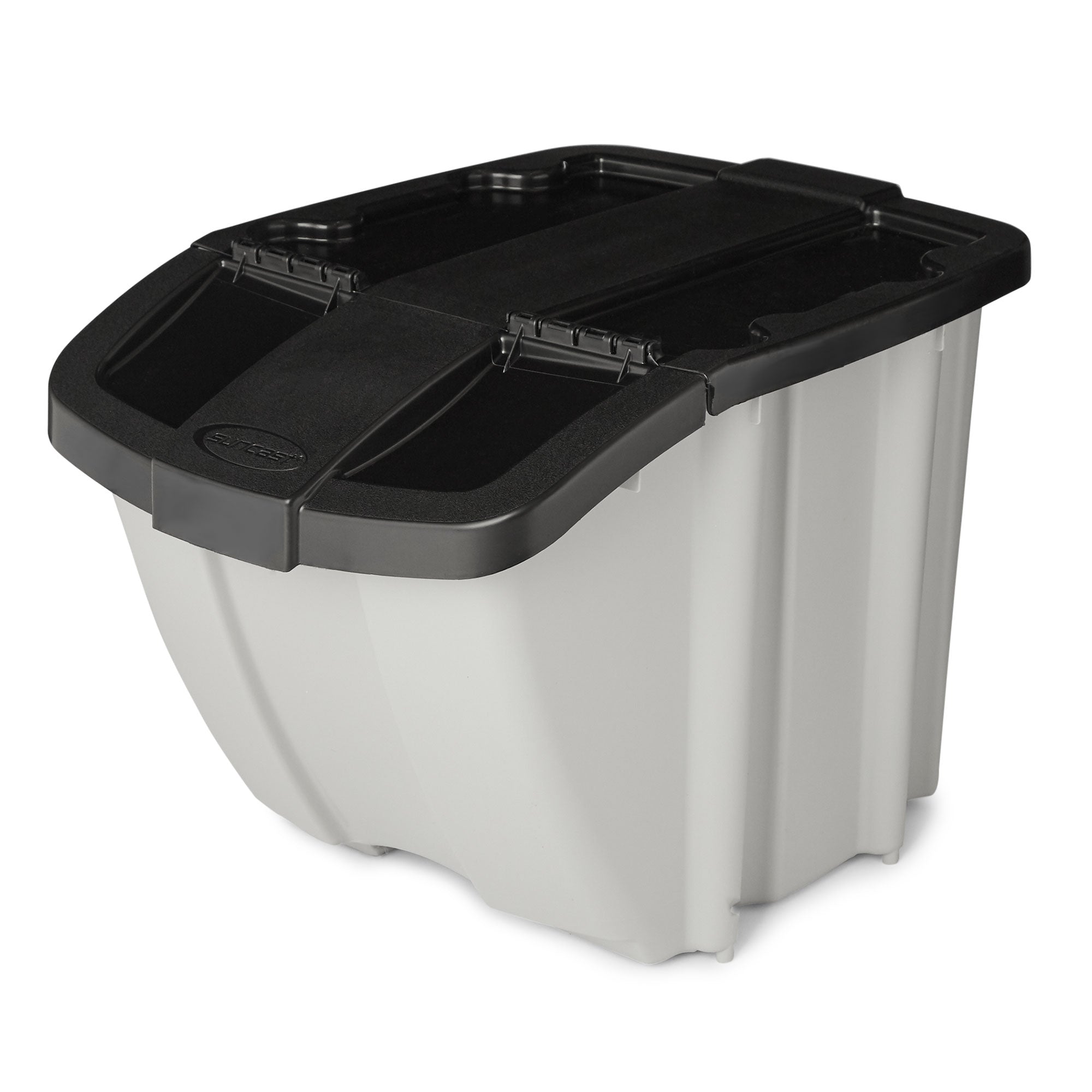 Suncast BH188810 18 Gallon Indoor or Outdoor Stacking Recycle Storage Bin, Gray - VMInnovations