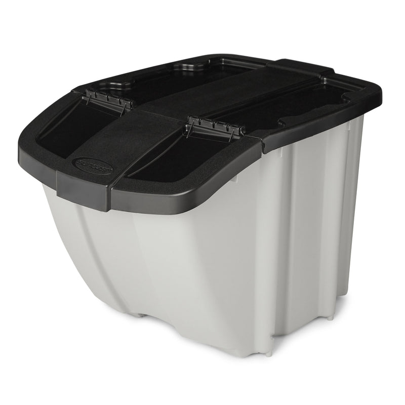 Suncast 18 Gallon Indoor/Outdoor Stackable Recycle Storage Bin, Gray (3 Pack)