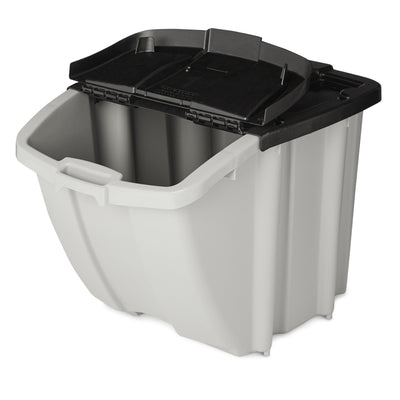 Suncast 18 Gallon Indoor/Outdoor Stackable Recycle Storage Bin, Gray (3 Pack)
