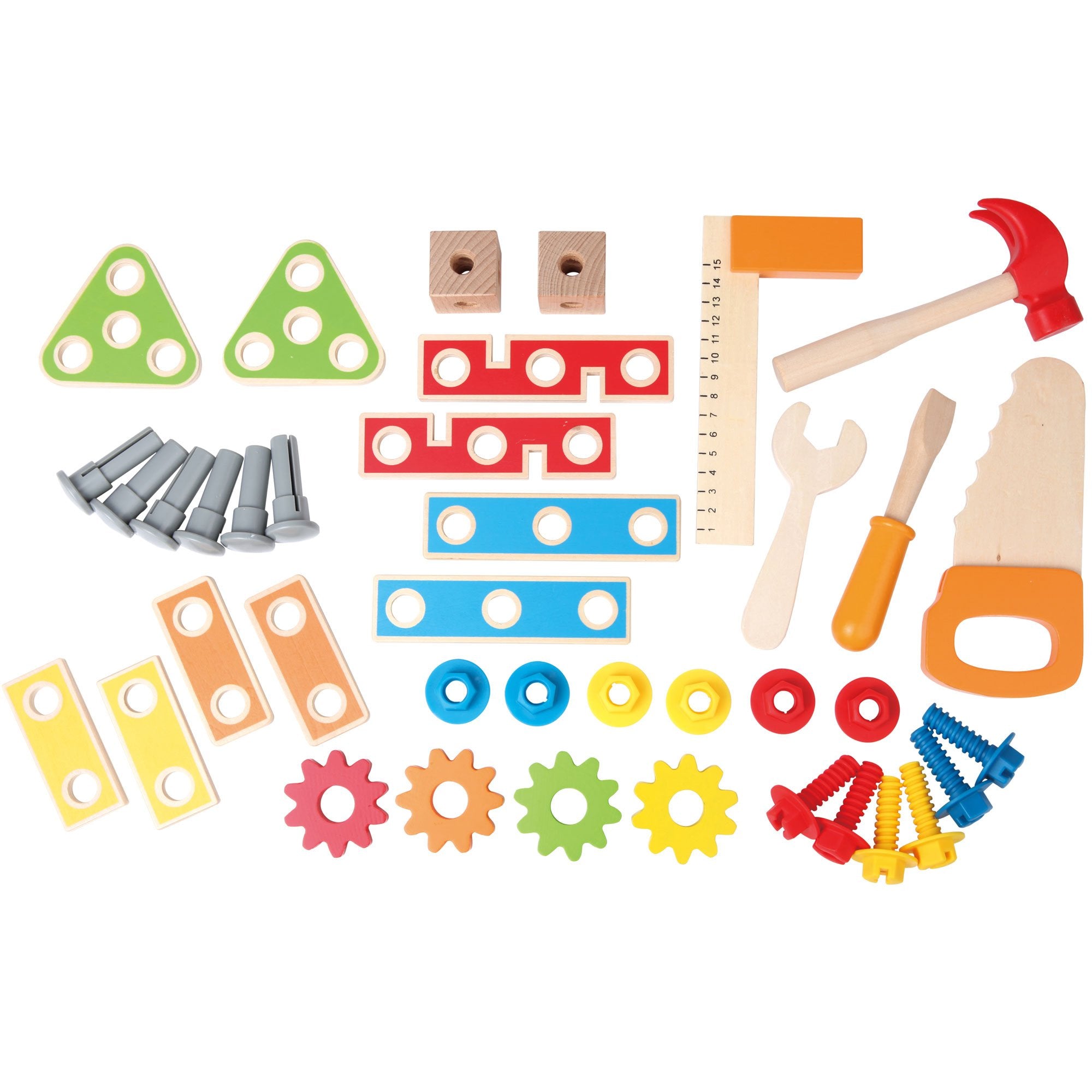 Hape Wooden Child Master Workbench Toy Builder Set Bundle with Fix It Tool Box