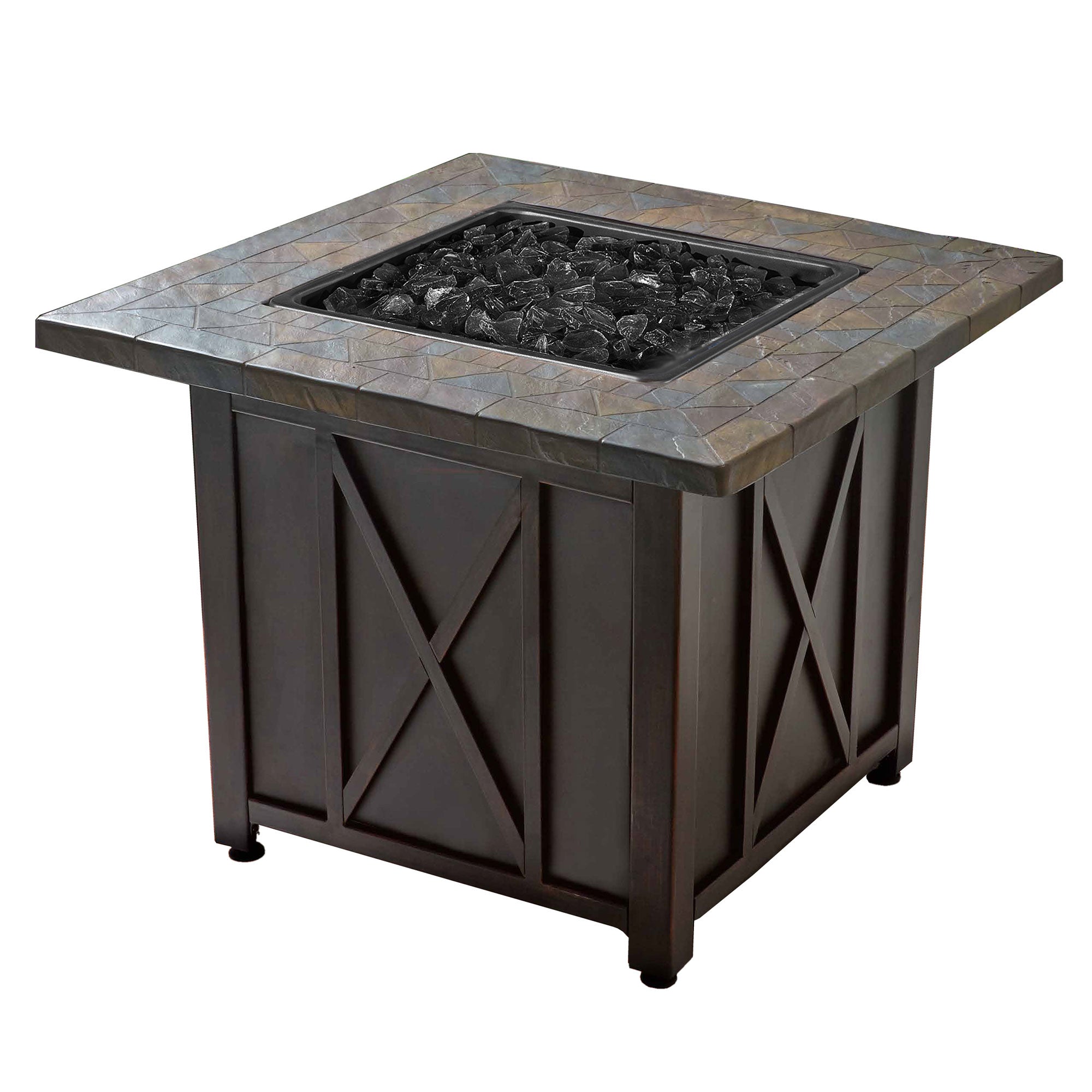 Endless Summer 30,000 BTU LP Gas Outdoor Patio Fire Pit Table w/Black Fire Glass - VMInnovations