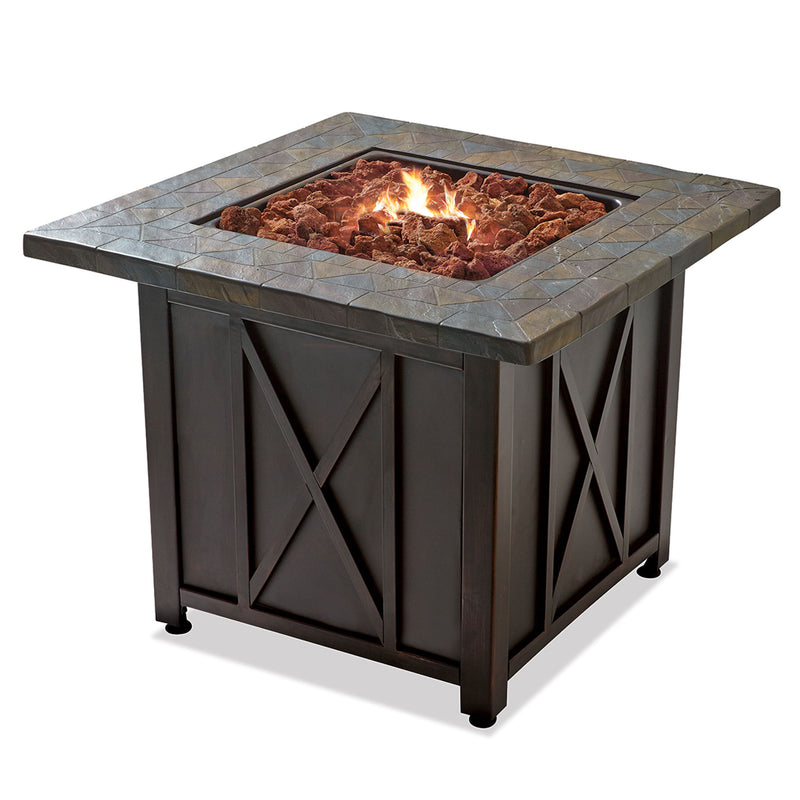 Endless Summer 30,000 BTU LP Gas Outdoor Fire Pit Table with Lava Rock, Bronze
