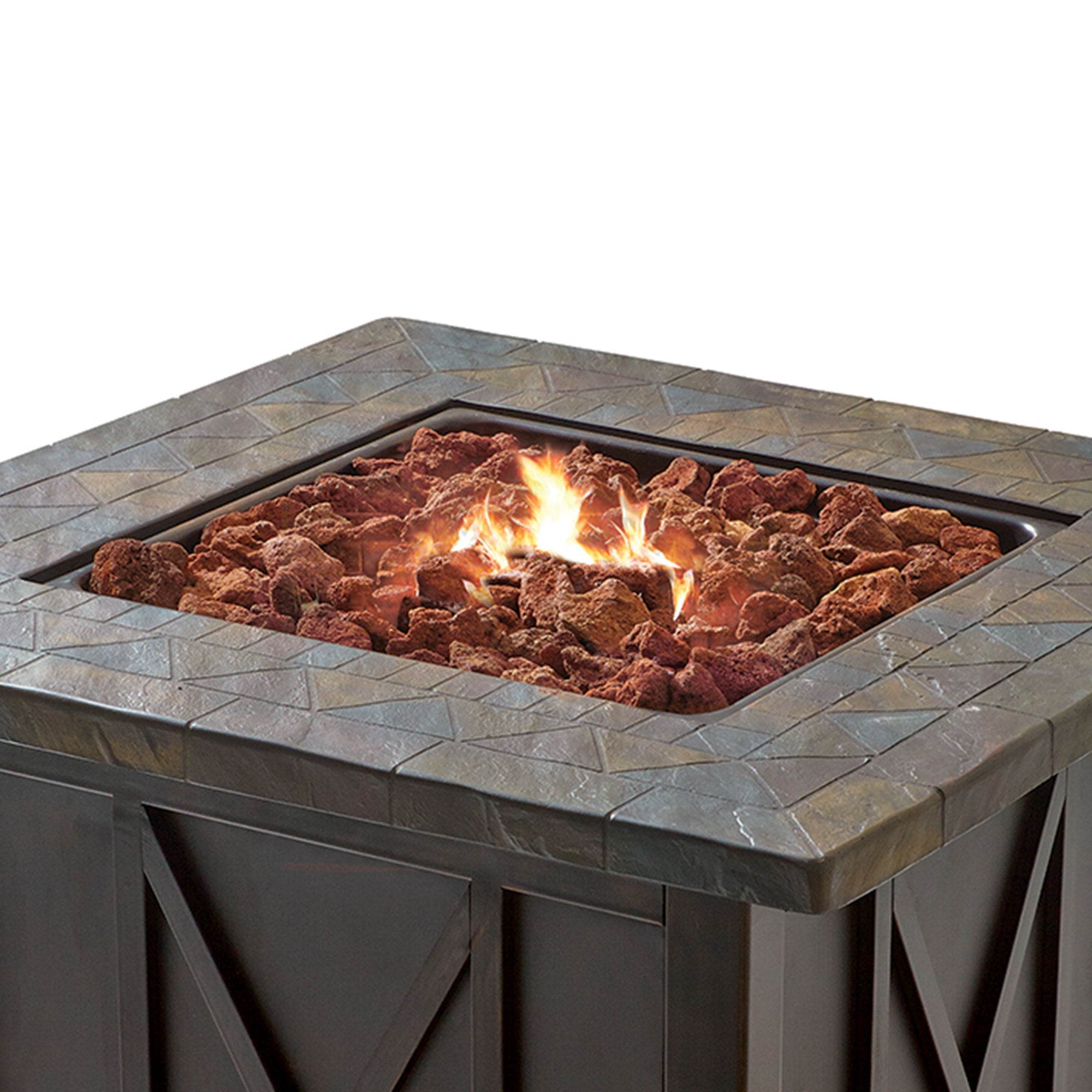 Endless Summer 30,000 BTU LP Gas Outdoor Fire Pit Table with Lava Rock, Bronze