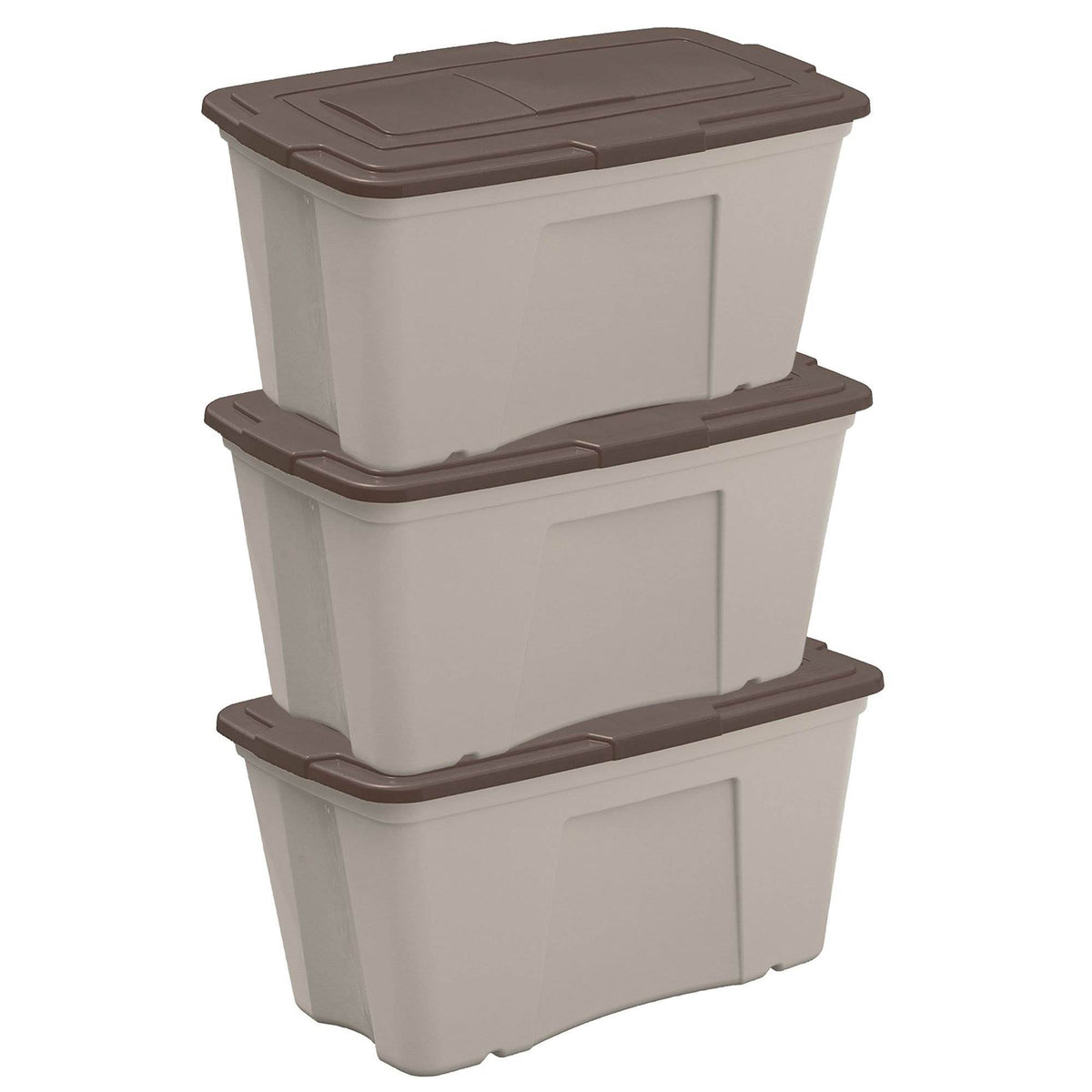 Suncast 50 Gallon Taupe Outdoor Accessory Storage Bin w/ Lid, 3 Pack (Open Box)