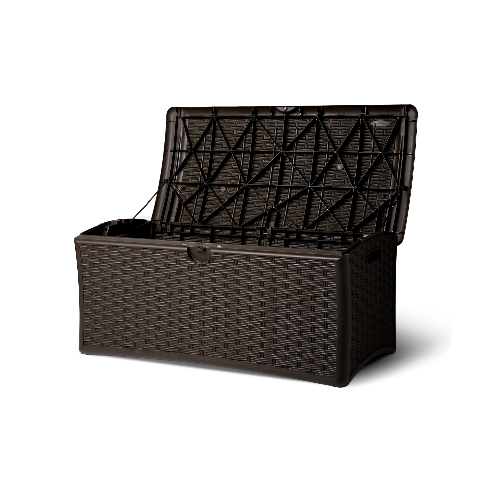Suncast 72 Gallon Capacity Resin Wicker Patio Storage Deck Box, Brown (Used)