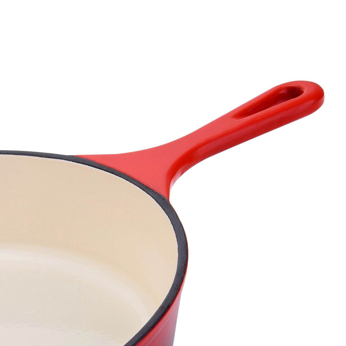Hamilton Beach 12 Inch Enameled Coated Solid Cast Iron Frying Pan Skillet, Red