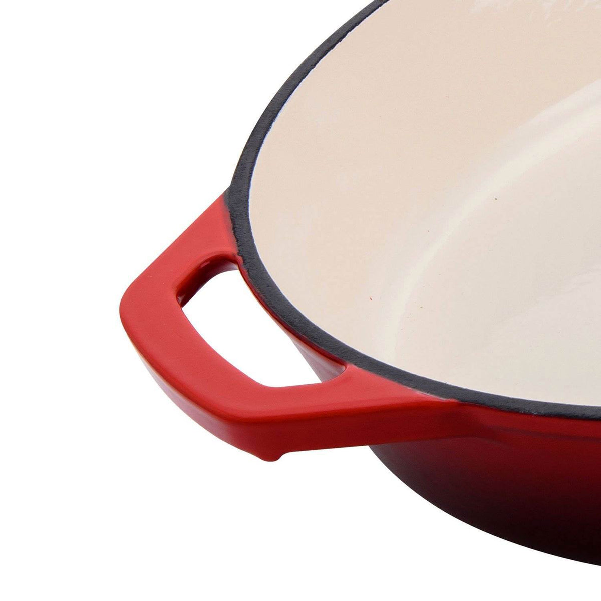 Hamilton Beach 12 Inch Enameled Coated Solid Cast Iron Frying Pan Skillet, Red