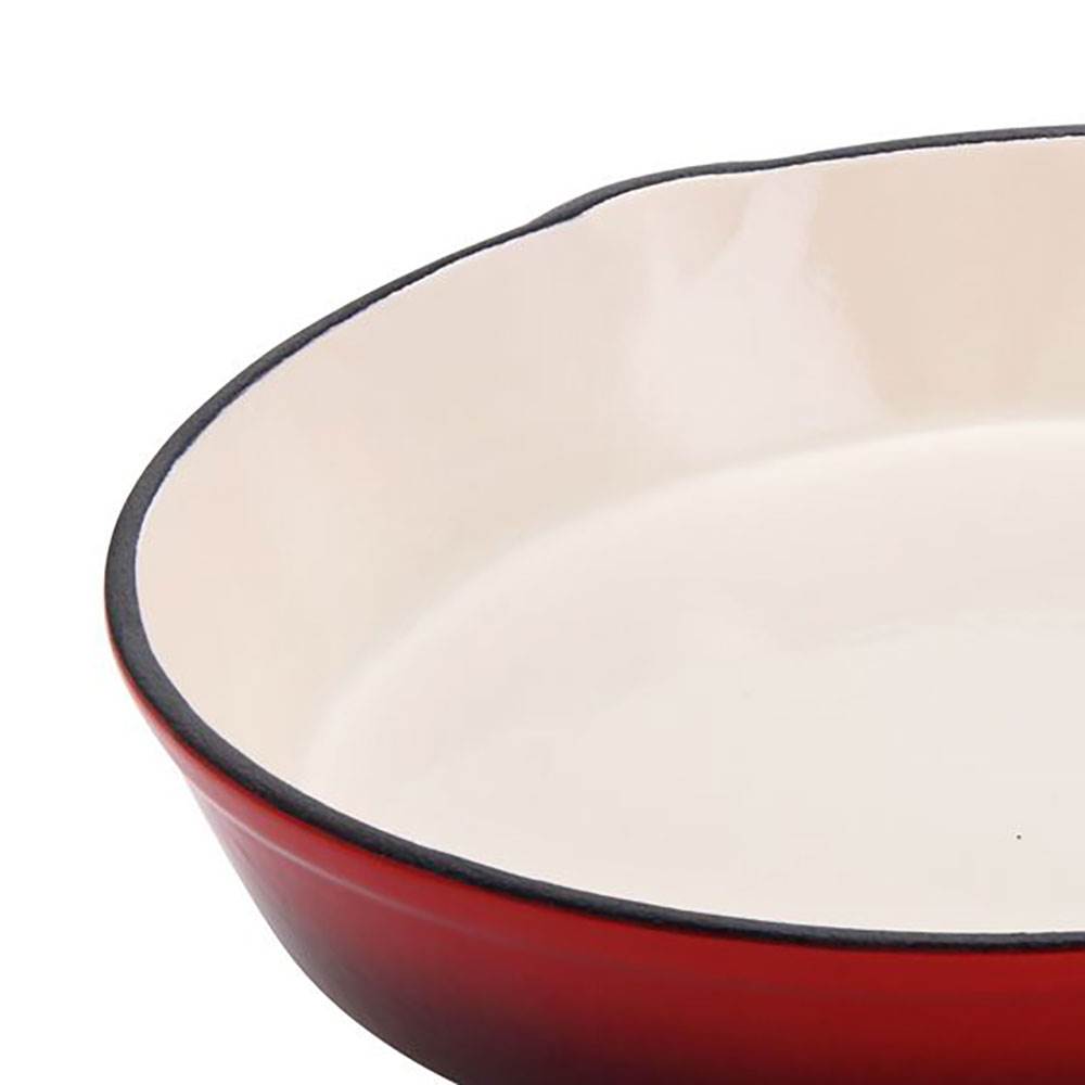 Hamilton Beach 10 Inch Enameled Coated Solid Cast Iron Frying Pan Skillet, Red